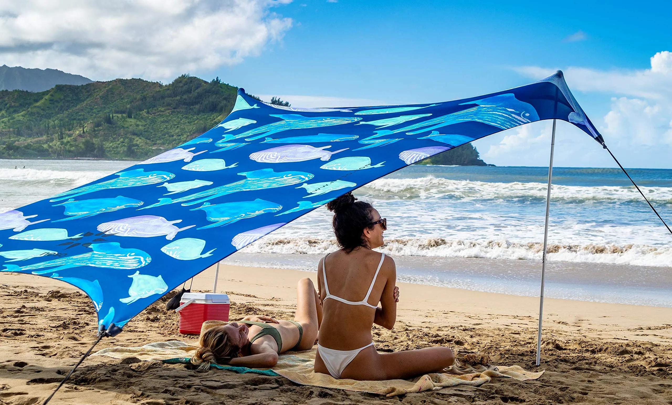 Neso Tenda da spiaggia con ancoraggio a sabbia, parasole portatile 2.1m x 2.1m, Colore Salva le balene - immagine 7