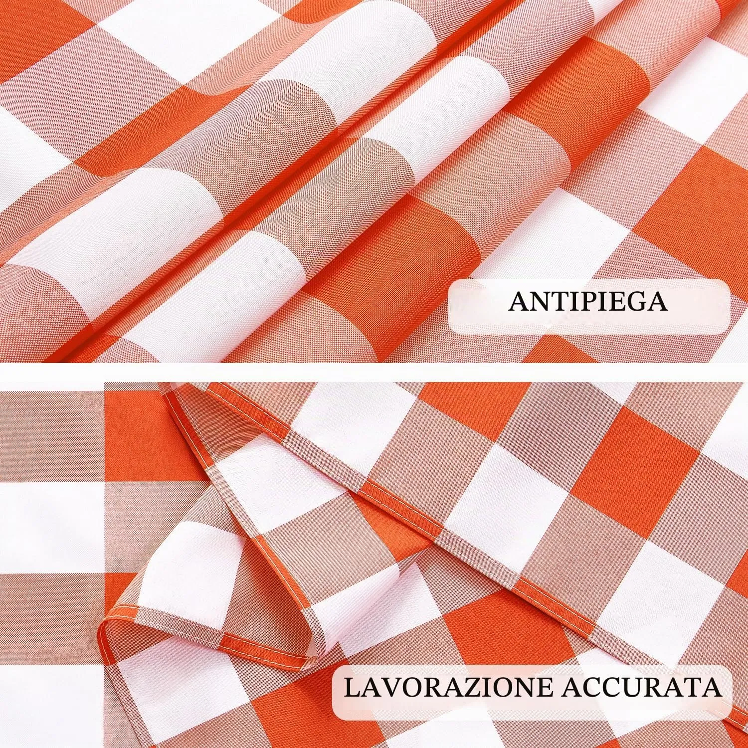 Softalker Tovaglia Rettangolare a Quadri, Impermeabile e Antimacchia, Arancione e Bianco, 152,4 x 259,1 cm - immagine 5