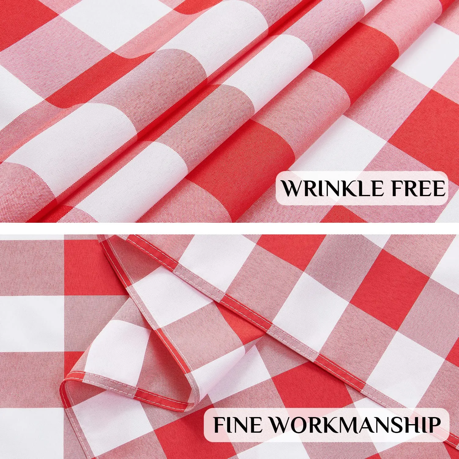Softalker Tovaglia a scacchi Gingham impermeabile, Rosso e bianco, 137 x 137 cm - immagine 5