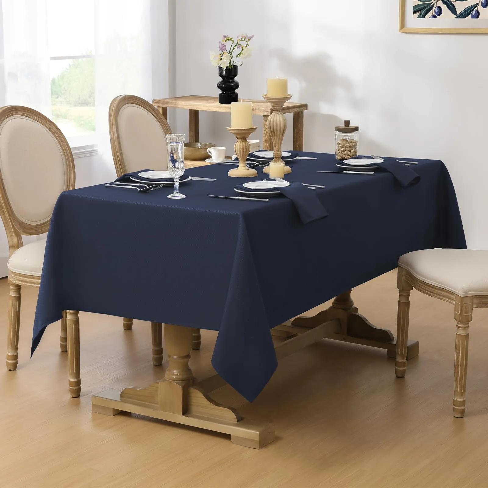 Softalker Tovaglia Rettangolare in Jacquard, 152 x 260 cm, Blu Navy - immagine 2