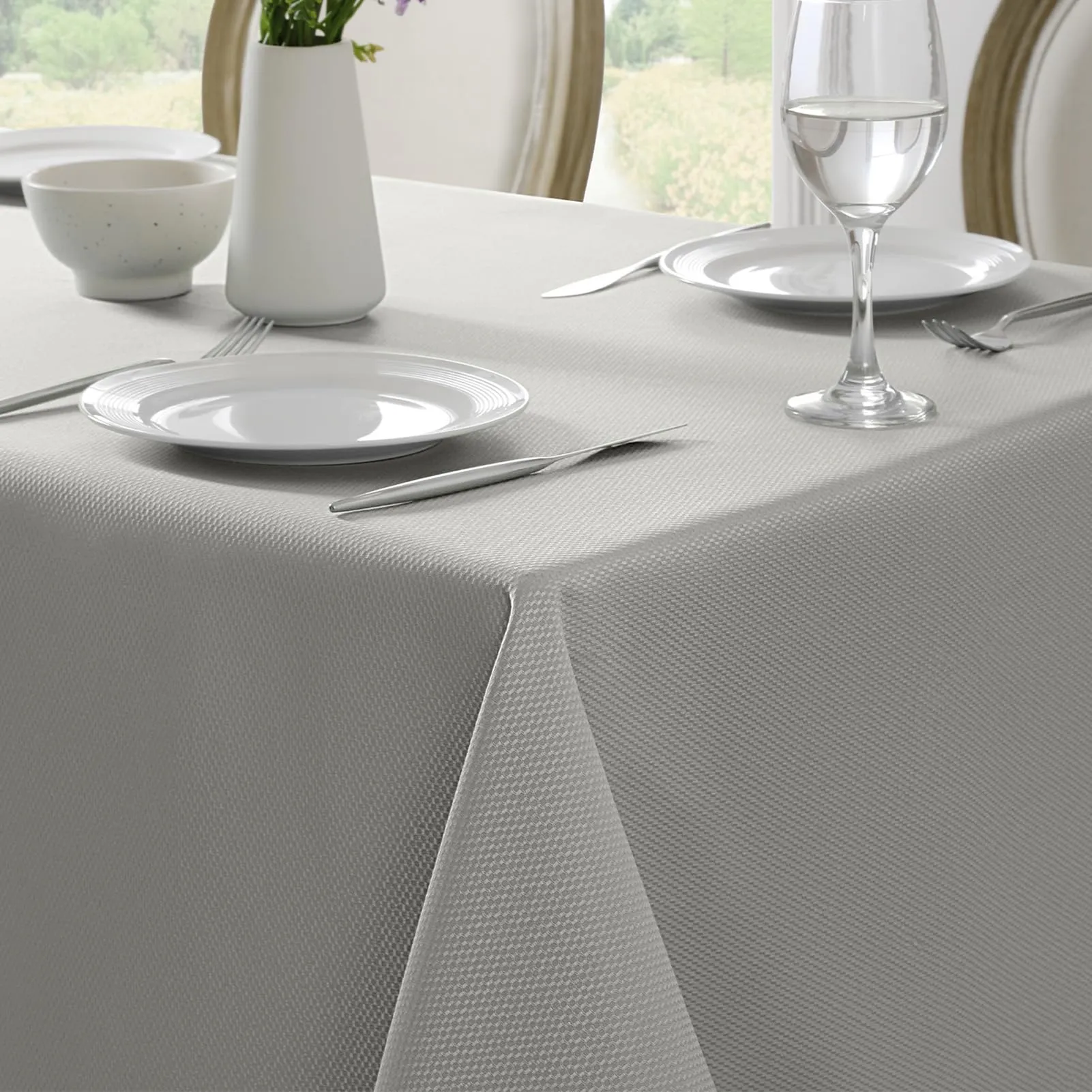 Softalker Tovaglia Rettangolare in Tessuto Jacquard, 132 x 178 cm, Grigio Chiaro - immagine 1