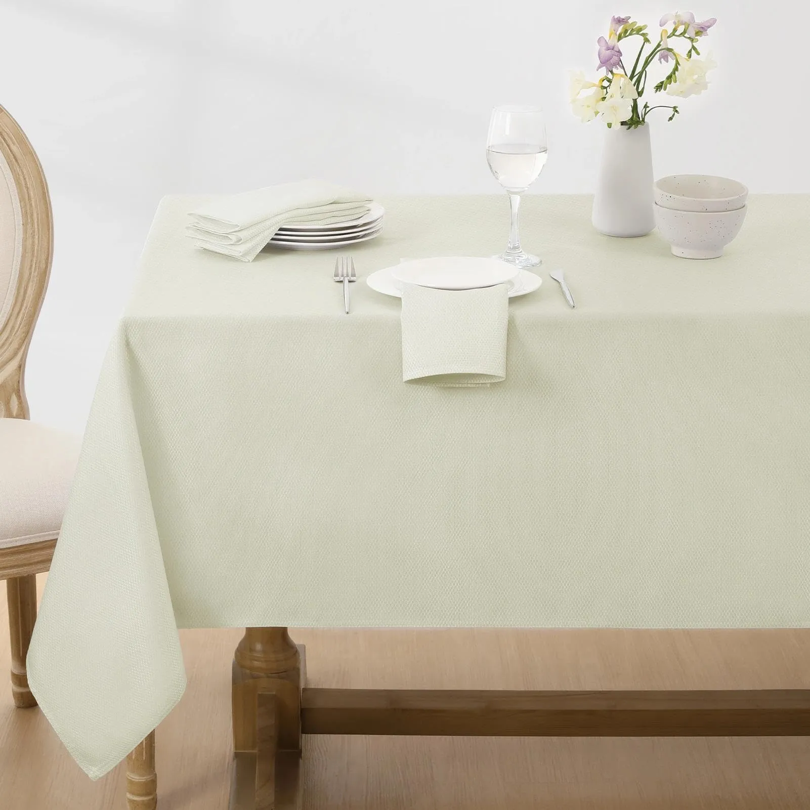 Softalker Tovaglia Rettangolare in Jacquard Lucido, Impermeabile e Antipiega, 152 x 305 cm, Avorio - immagine 6