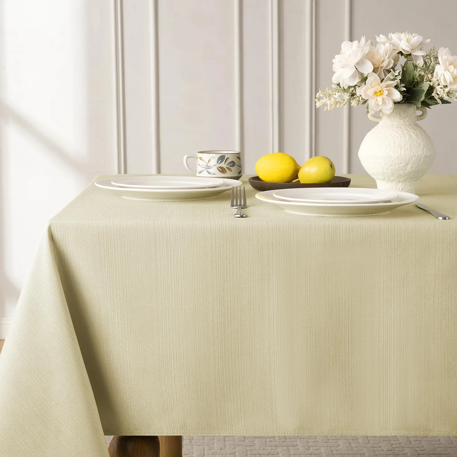 Softalker Tovaglia Rettangolare in Jacquard Geometrico, Poliestere, 152 x 366 cm, Cachi - immagine 1