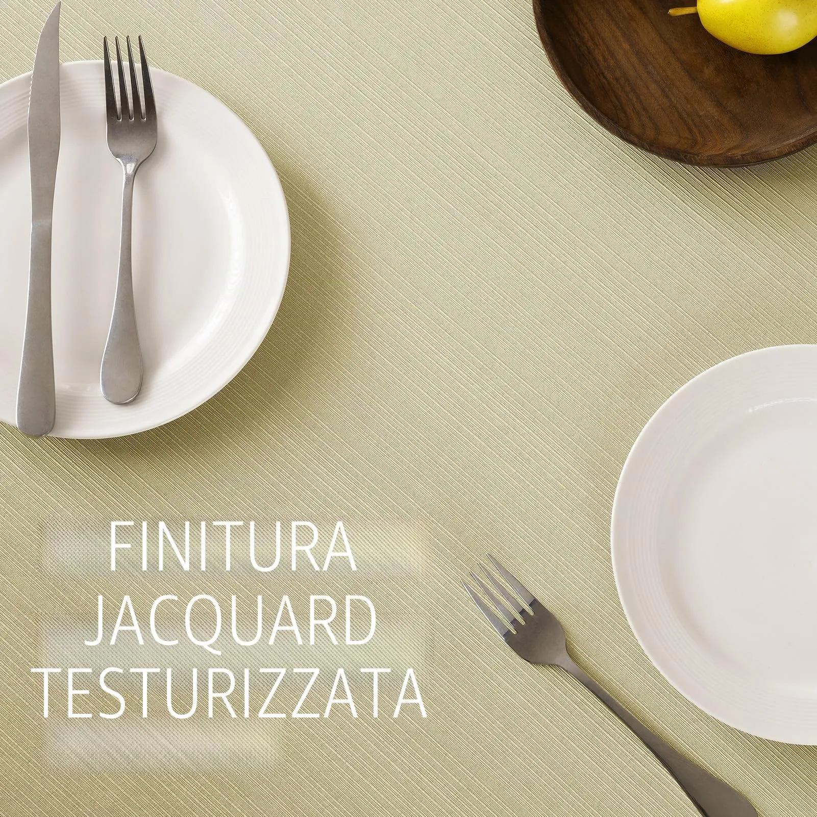 Softalker Tovaglia Rettangolare in Jacquard Geometrico, Poliestere, 152 x 366 cm, Cachi - immagine 2
