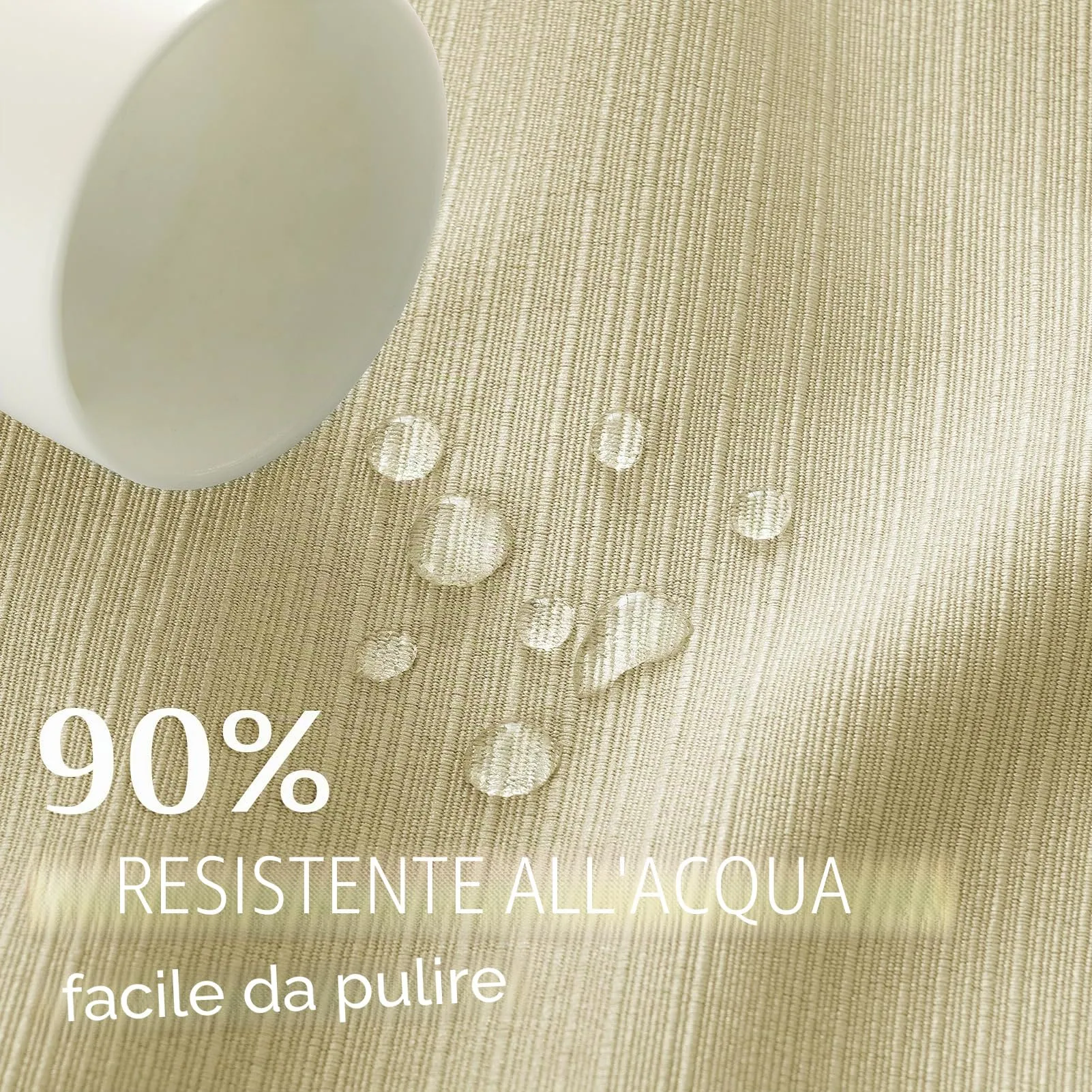 Softalker Tovaglia Rettangolare in Jacquard Geometrico, Poliestere, 152 x 366 cm, Cachi - immagine 3