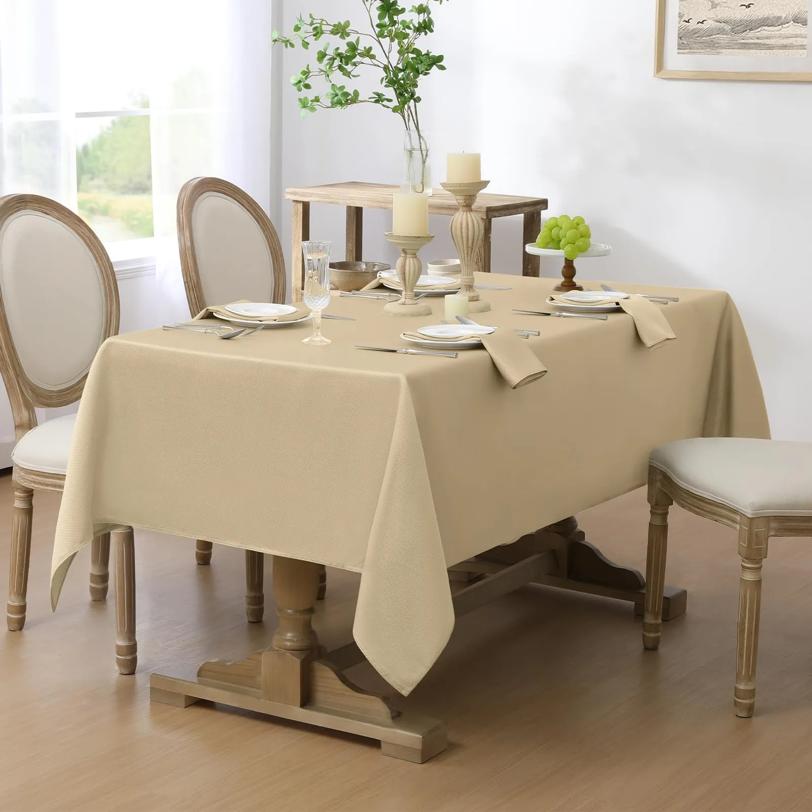 Softalker Tovaglia Rettangolare in Jacquard Beige, 152,4 x 264,2 cm - immagine 2