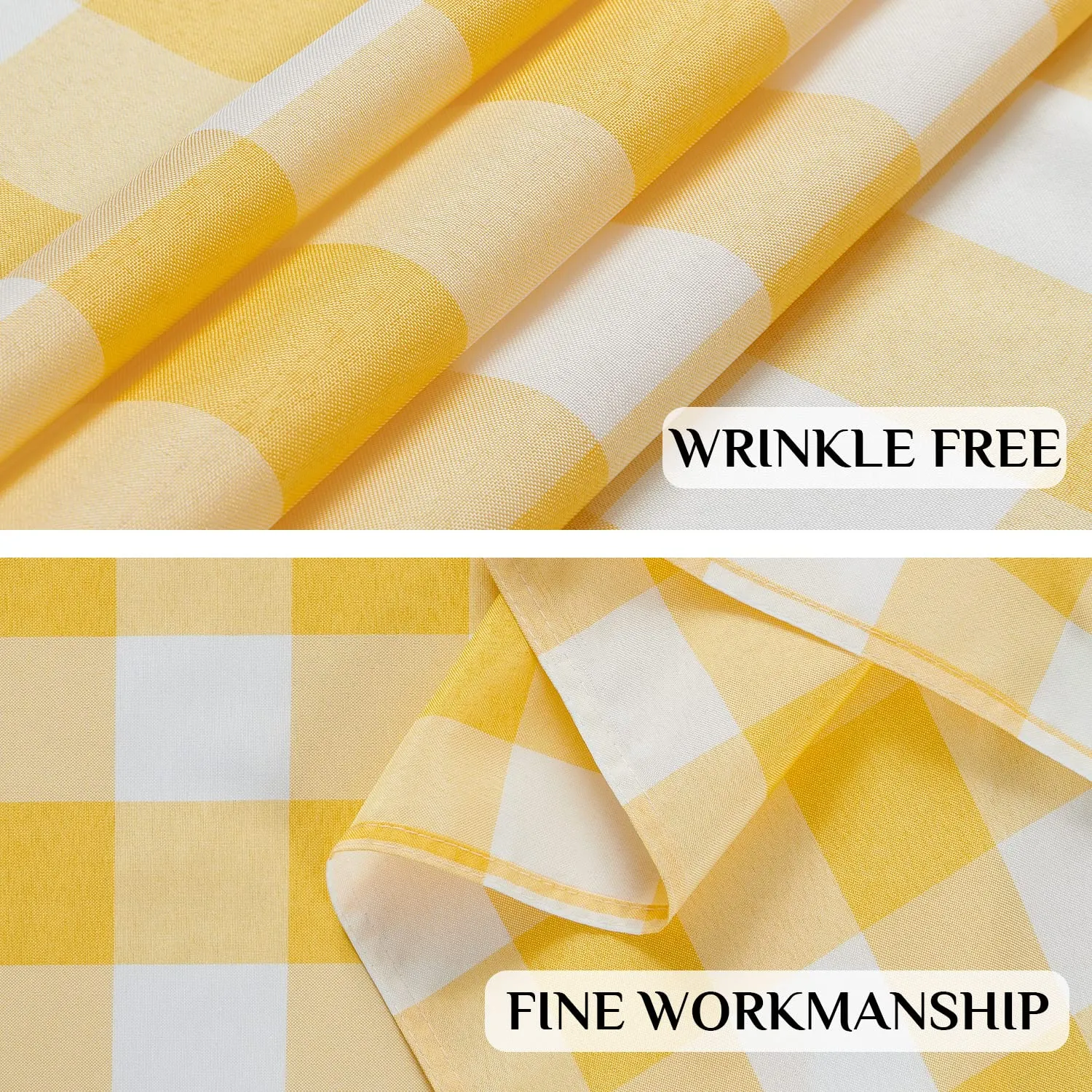 Softalker Tovaglia Rettangolare a Scacchiera Gingham Impermeabile, Giallo e Bianco, 137 x 305 cm - immagine 5
