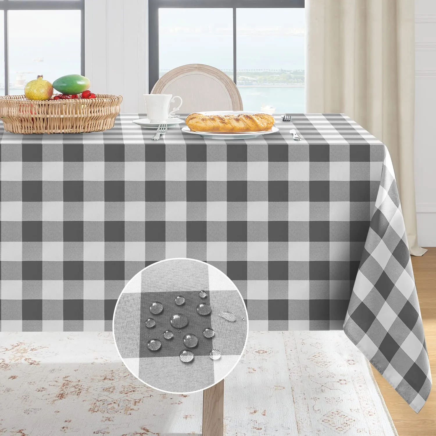 Softalker Tovaglia Rettangolare a Scacchi Gingham, Impermeabile e Lavabile, 60 x 102 pollici - immagine 1