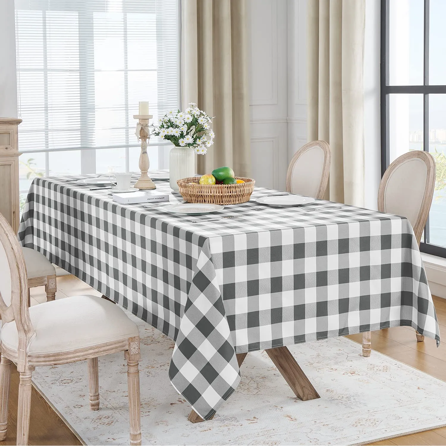 Softalker Tovaglia Rettangolare a Scacchi Gingham, Impermeabile e Lavabile, 60 x 102 pollici - immagine 6