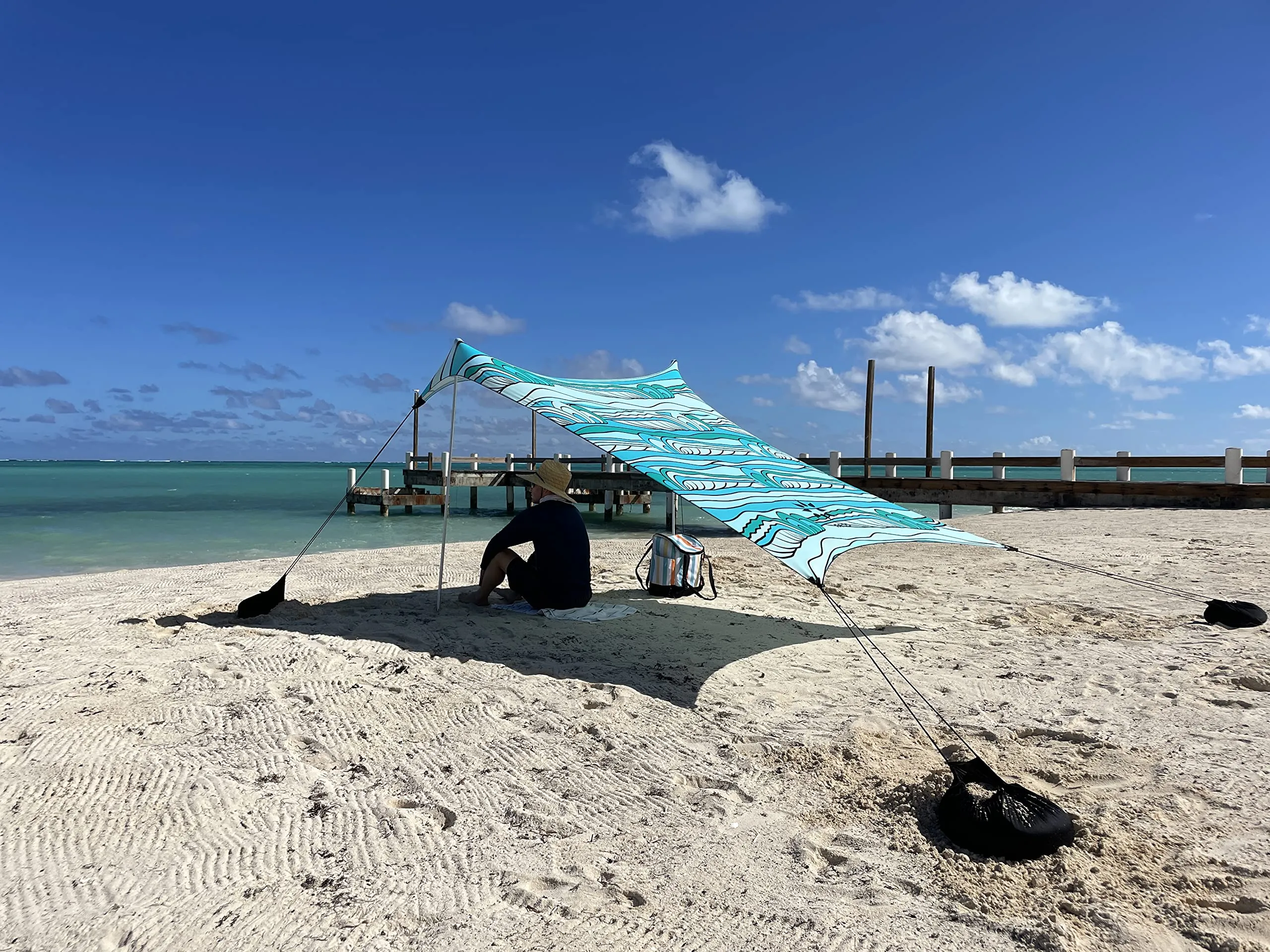 Neso Tenda da spiaggia con ancoraggio a sabbia, 2,1 x 2,1 m, Colore Gonfiore - immagine 7