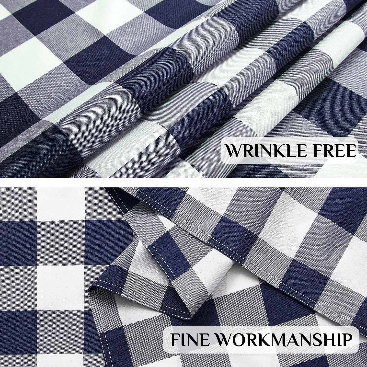Softalker Tovaglia Rettangolare a Quadri Gingham Impermeabile, Blu Navy e Bianco, 137 x 198 cm - immagine 5