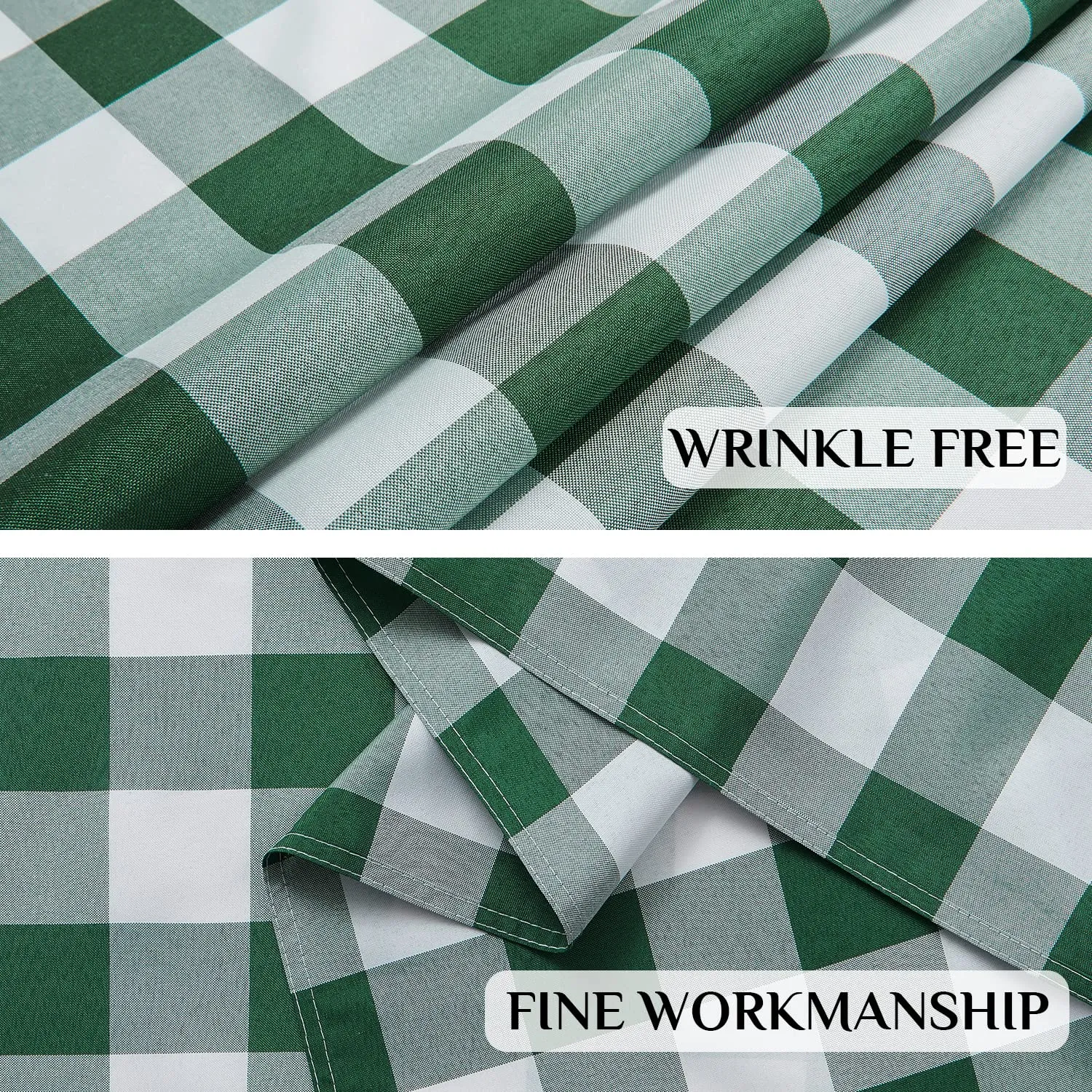 Softalker Tovaglia rettangolare a quadri, impermeabile e antimacchia, verde cacciatore e bianco, 152,4 x 259,1 cm - immagine 5