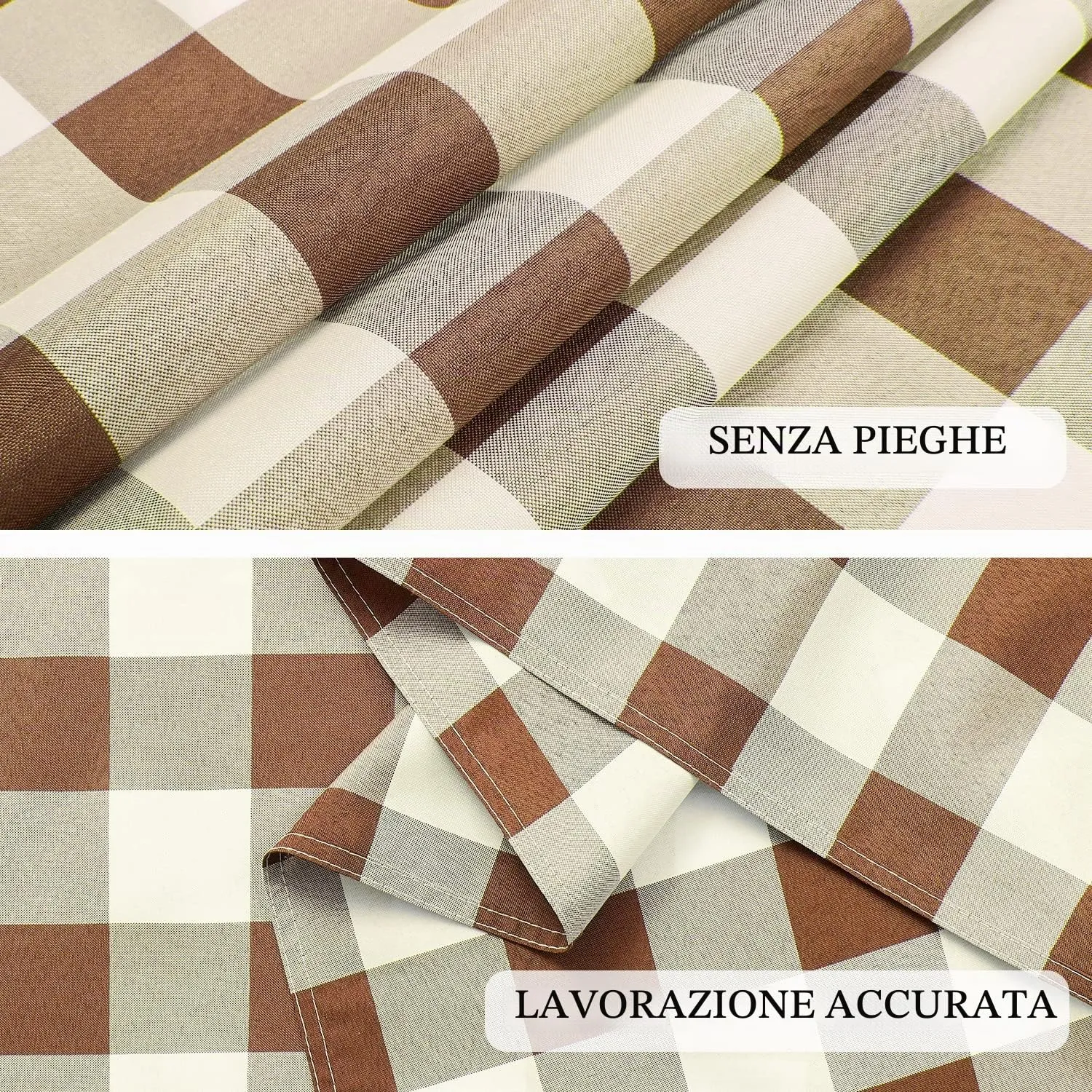 Softalker Tovaglia Quadrata a Quadretti Impermeabile, Caffè e Bianco, 137 x 137 cm - immagine 5