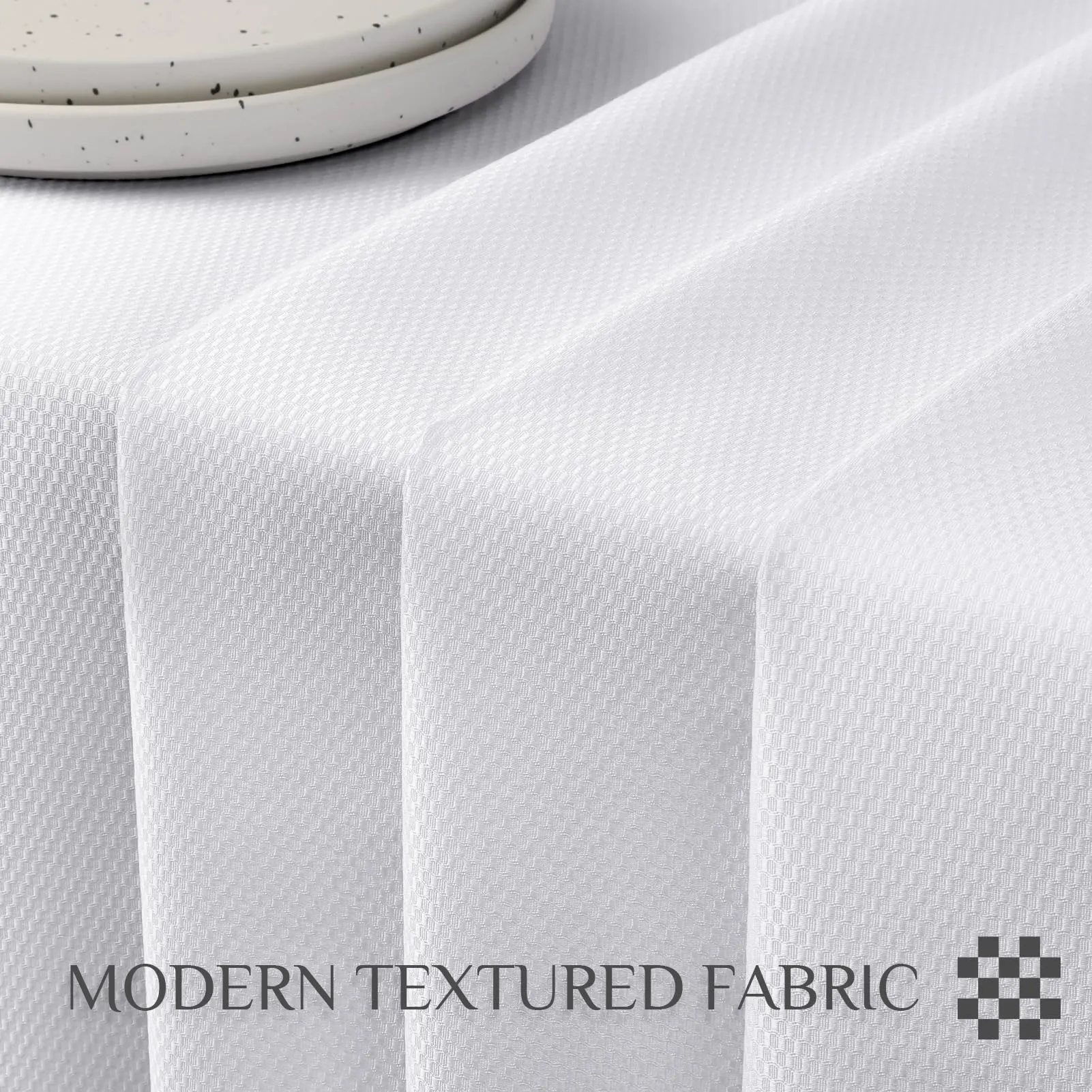 Softalker Tovaglia rettangolare in tessuto jacquard, impermeabile e antipiega, 152,4 x 264,2 cm, bianco - immagine 5