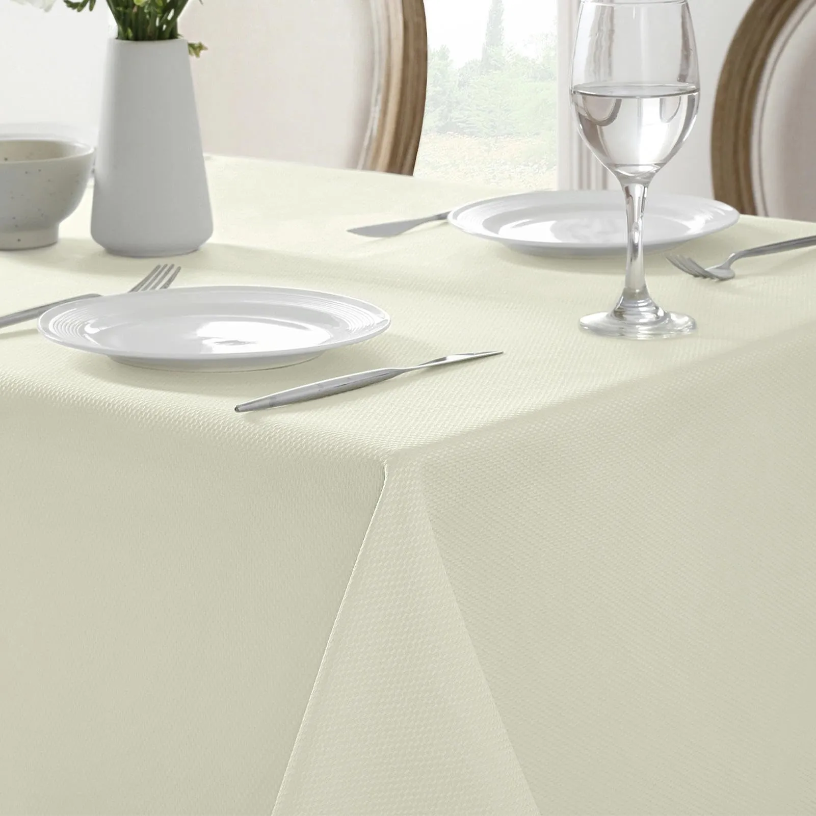 Softalker Tovaglia Rettangolare in Tessuto Jacquard, Impermeabile e Antipiega, 152,4 x 366 cm, Bianco Avorio - immagine 1