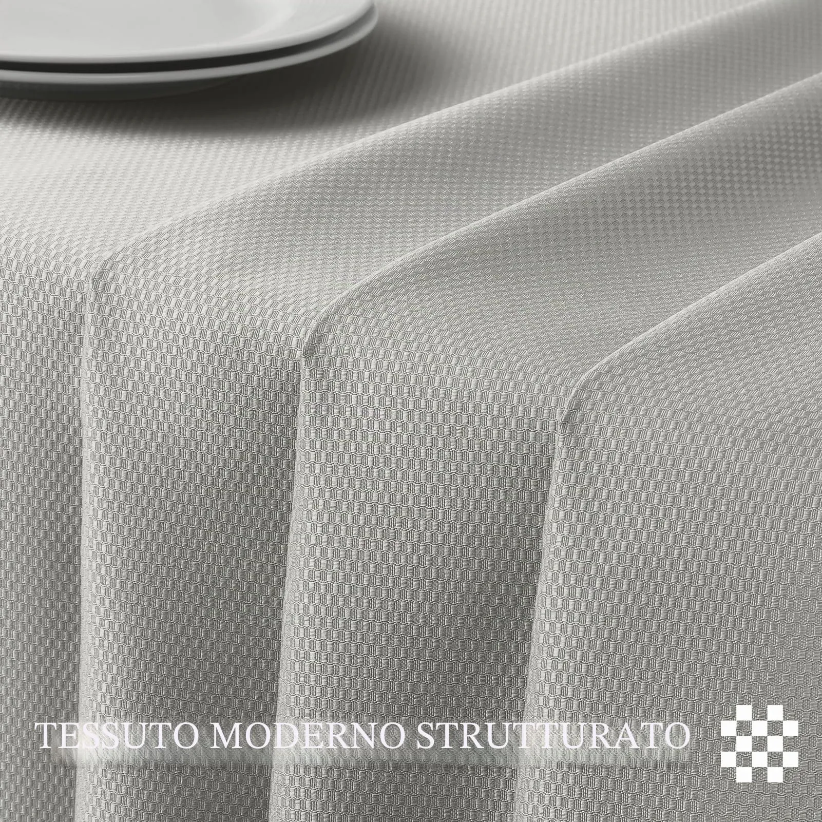 Softalker Tovaglia Rettangolare in Tessuto Jacquard, 152 x 260 cm, Grigio Chiaro - immagine 5