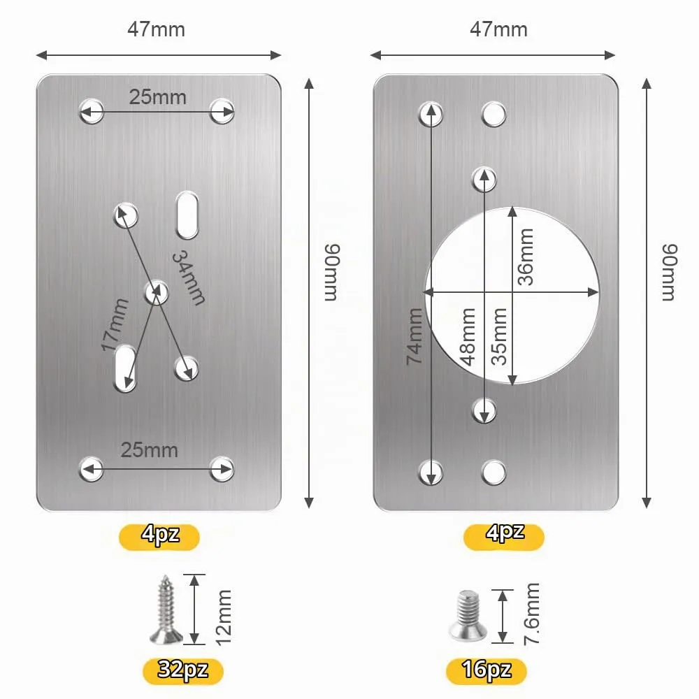Flintronic Piastra di Riparazione, 8 Pezzi Piastre con 48 Viti, 47x90mm - immagine 6
