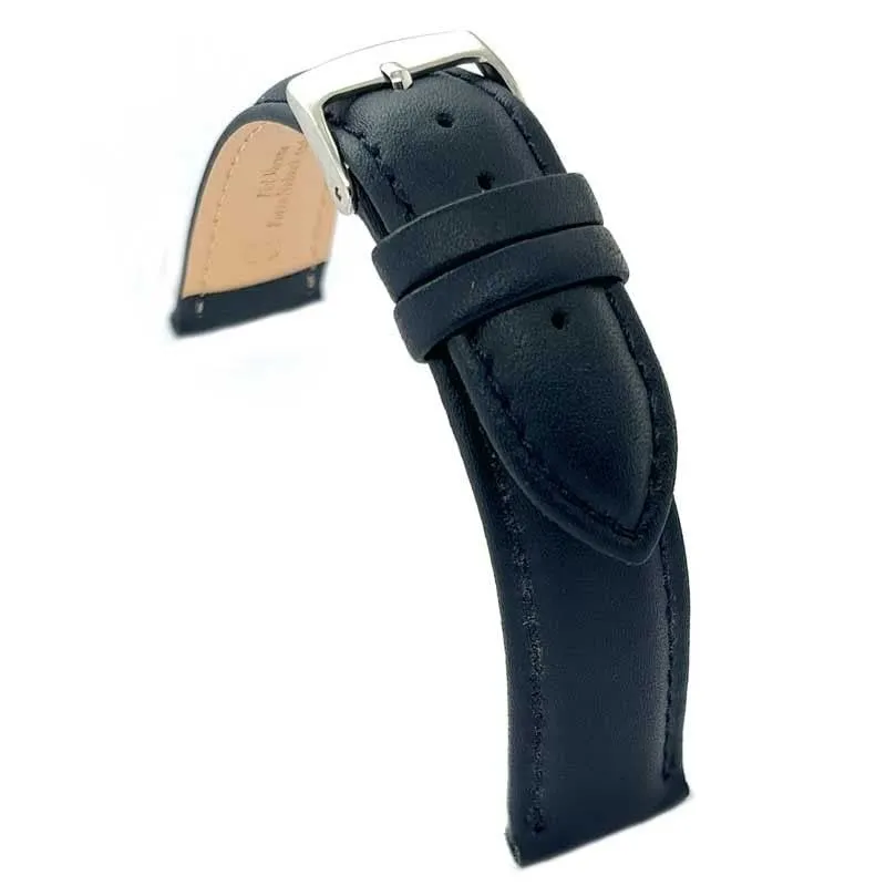 Diloy Cinturino Orologio Pelle Liscia Cucita Bombata 302 Blu Navy 22mm - immagine 1