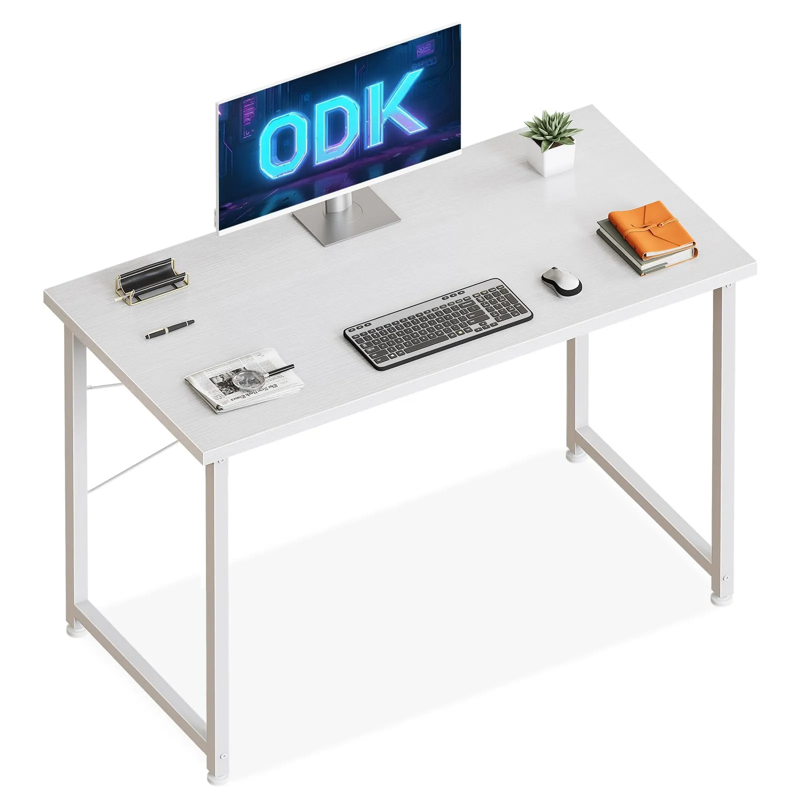 ODK Scrivania Salvaspazio per Computer, 100 x 48 cm, Bianca - immagine 1