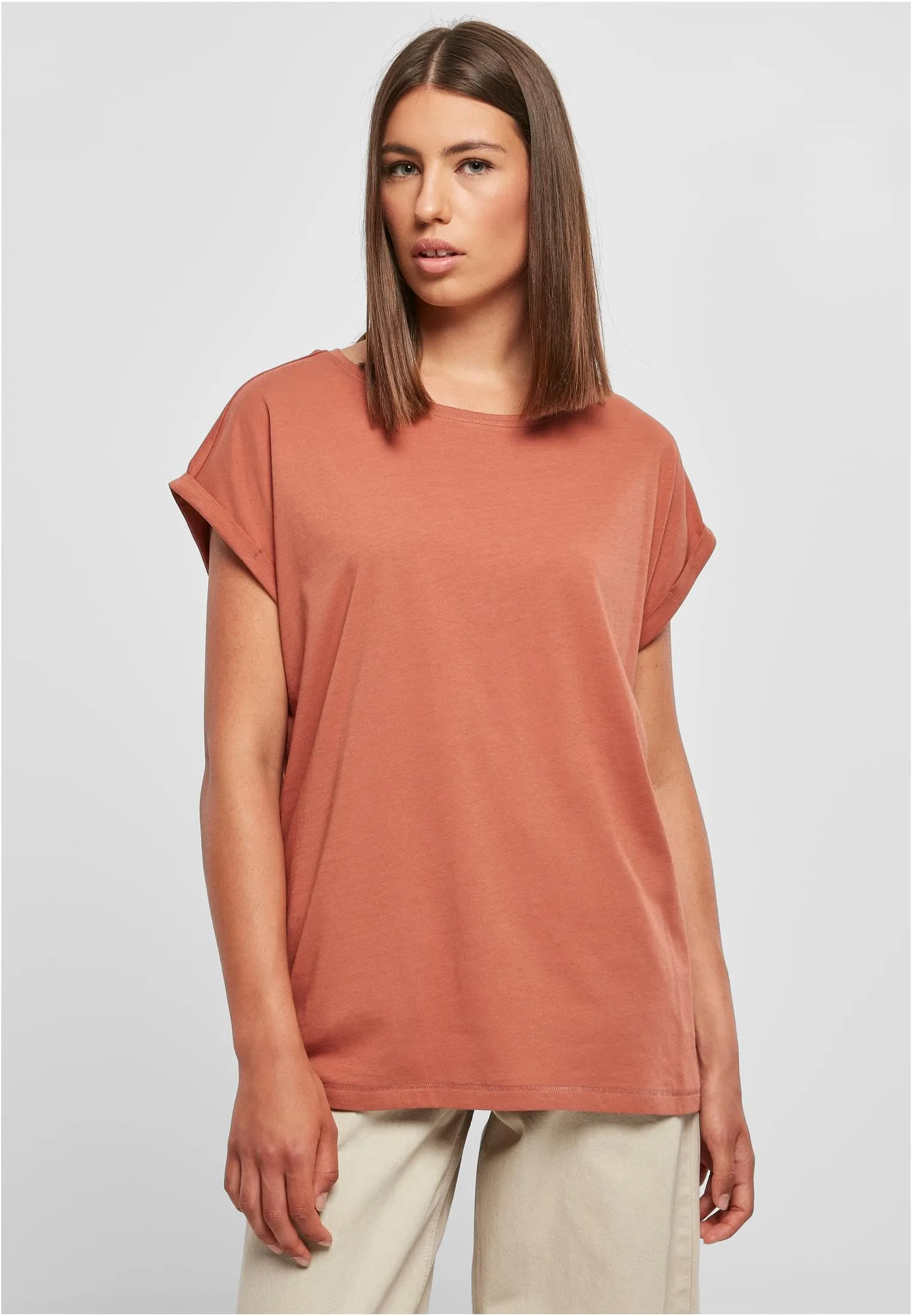 Urban Classics Ladies Modal Extended Shoulder Tee - Terracotta, XXL - immagine 5