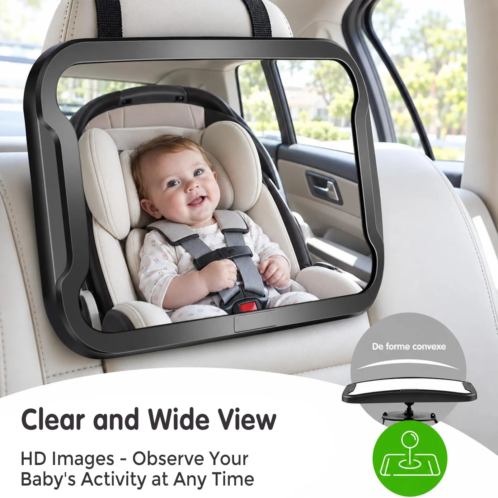 Vinabo Specchio per auto per bambini, infrangibile, regolabile a 360° - immagine 4