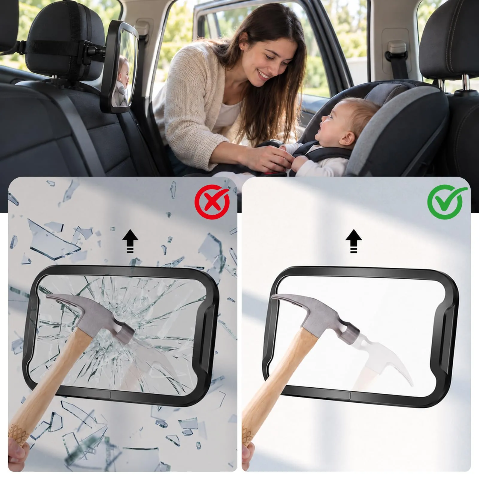 Vinabo Specchio per auto per bambini, infrangibile, regolabile a 360° - immagine 5