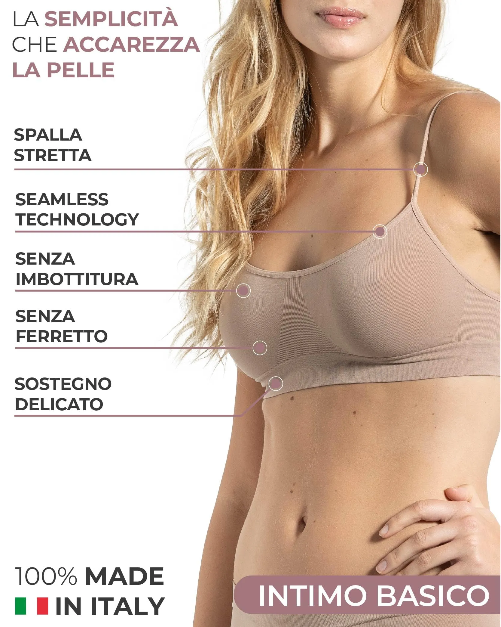 Risalti Reggiseno Senza Ferretto Spalla Stretta, Bralette Seamless in Microfibra, 3 pz - immagine 2