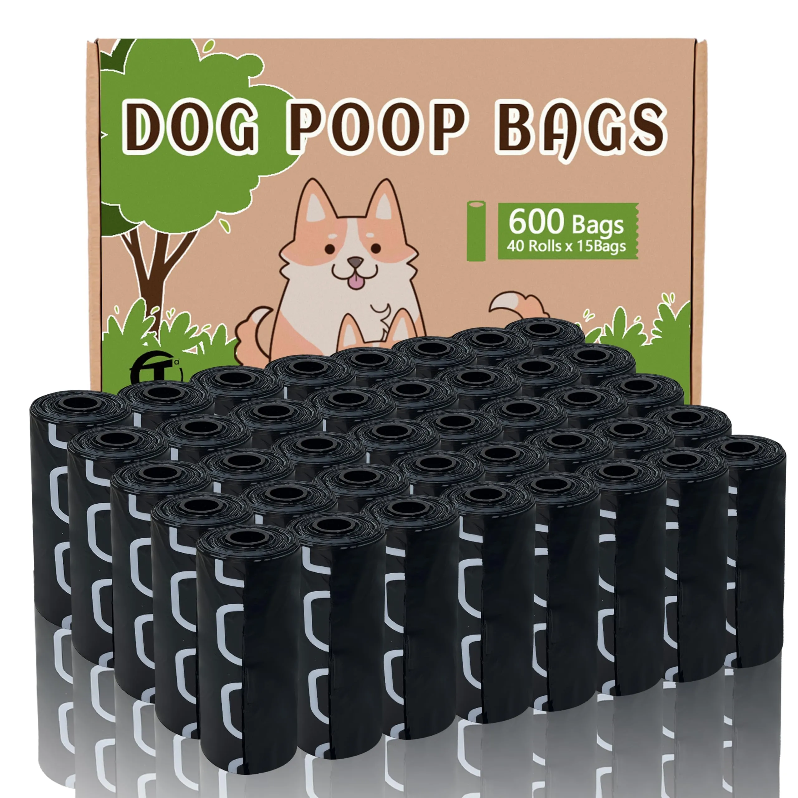 AiTodos Sacchetti Cane Cacca, 31×22 cm, PE, Nero, 600 Pezzi (40 rotoli x 15) - immagine 1