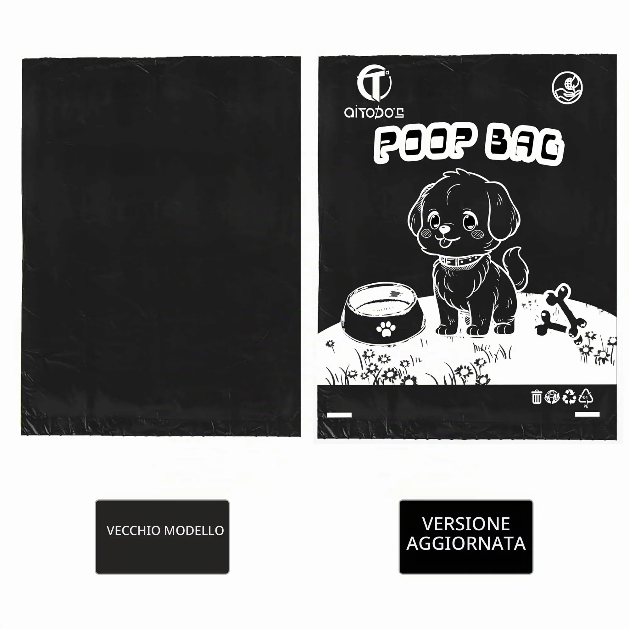 AiTodos Sacchetti Cane Cacca, 31×22 cm, PE, Nero, 600 Pezzi (40 rotoli x 15) - immagine 5
