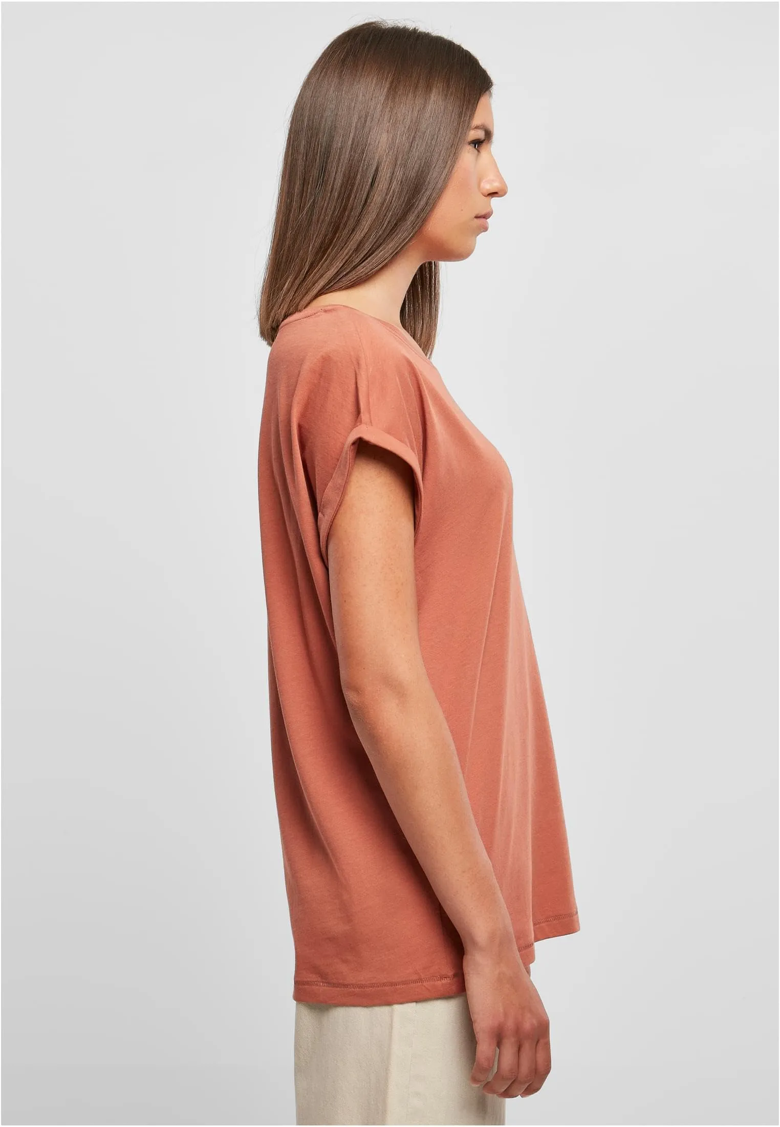 Urban Classics Damen Modal Extended Shoulder Tee - Terracotta - XS - immagine 10