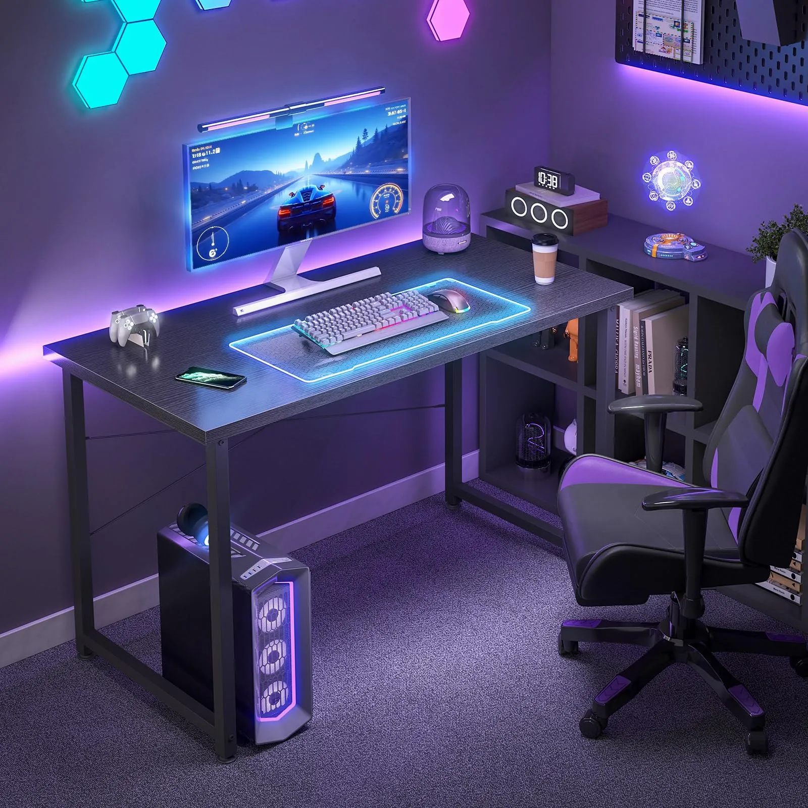 ODK Scrivania per Computer, 100 x 48 cm, Nera - immagine 4
