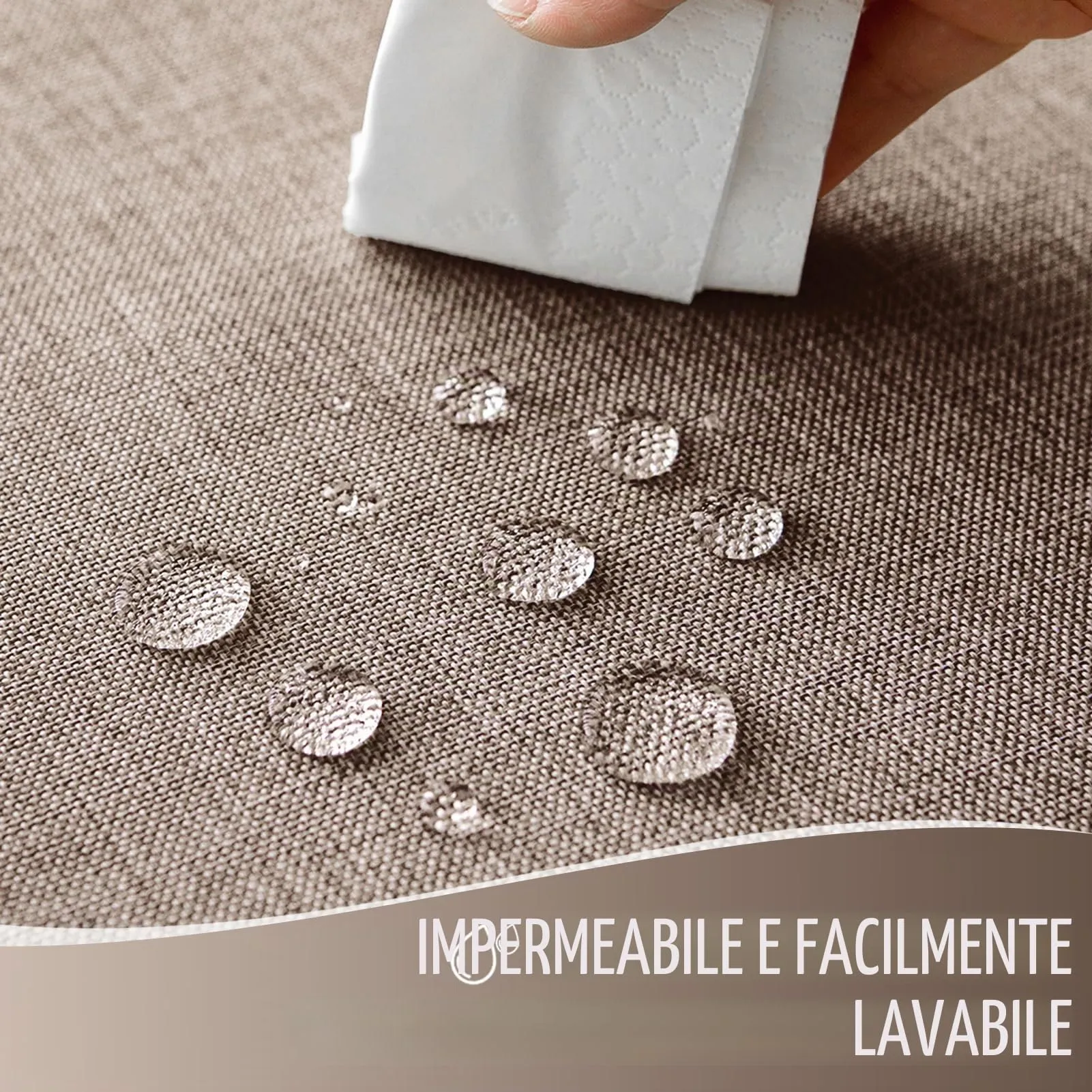 Softalker Tovaglia Rettangolare in Lino e Iuta, Impermeabile, 132 x 178 cm, Marrone - immagine 3