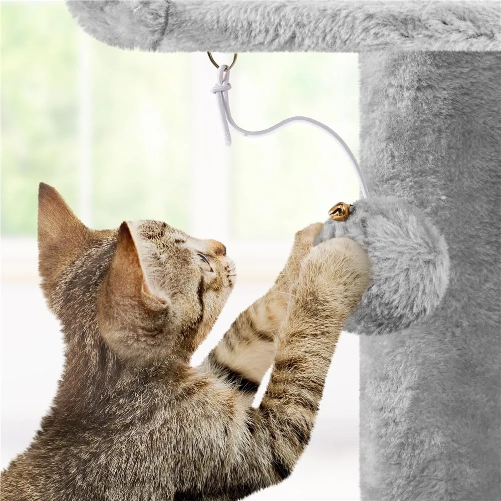 Yaheetech Albero Tiragraffi per Gatti Multilivello, 158 cm, Grigio Chiaro - immagine 6