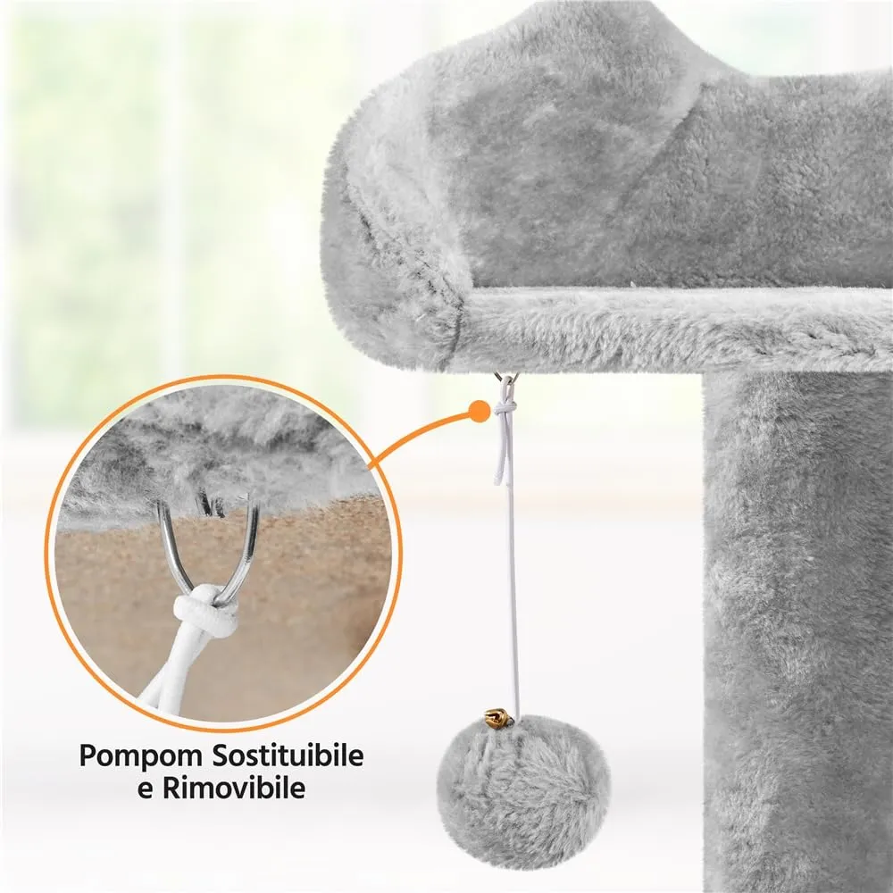 Yaheetech Albero Tiragraffi per Gatti Multilivello, 158 cm, Grigio Chiaro - immagine 7