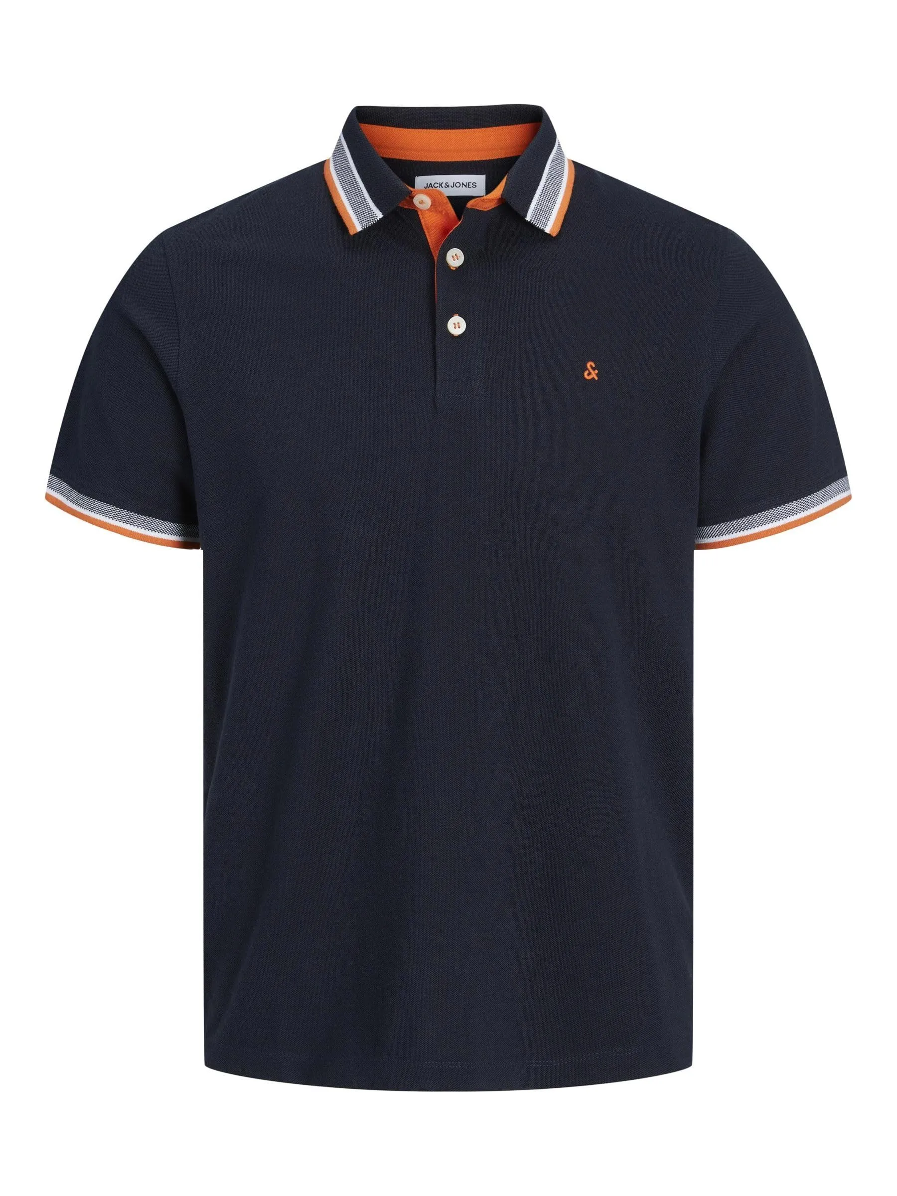 Jack & Jones Jjepaulos Polo SS Noos Maglietta, Nero - Grigio - Arancione, S Uomo - immagine 1
