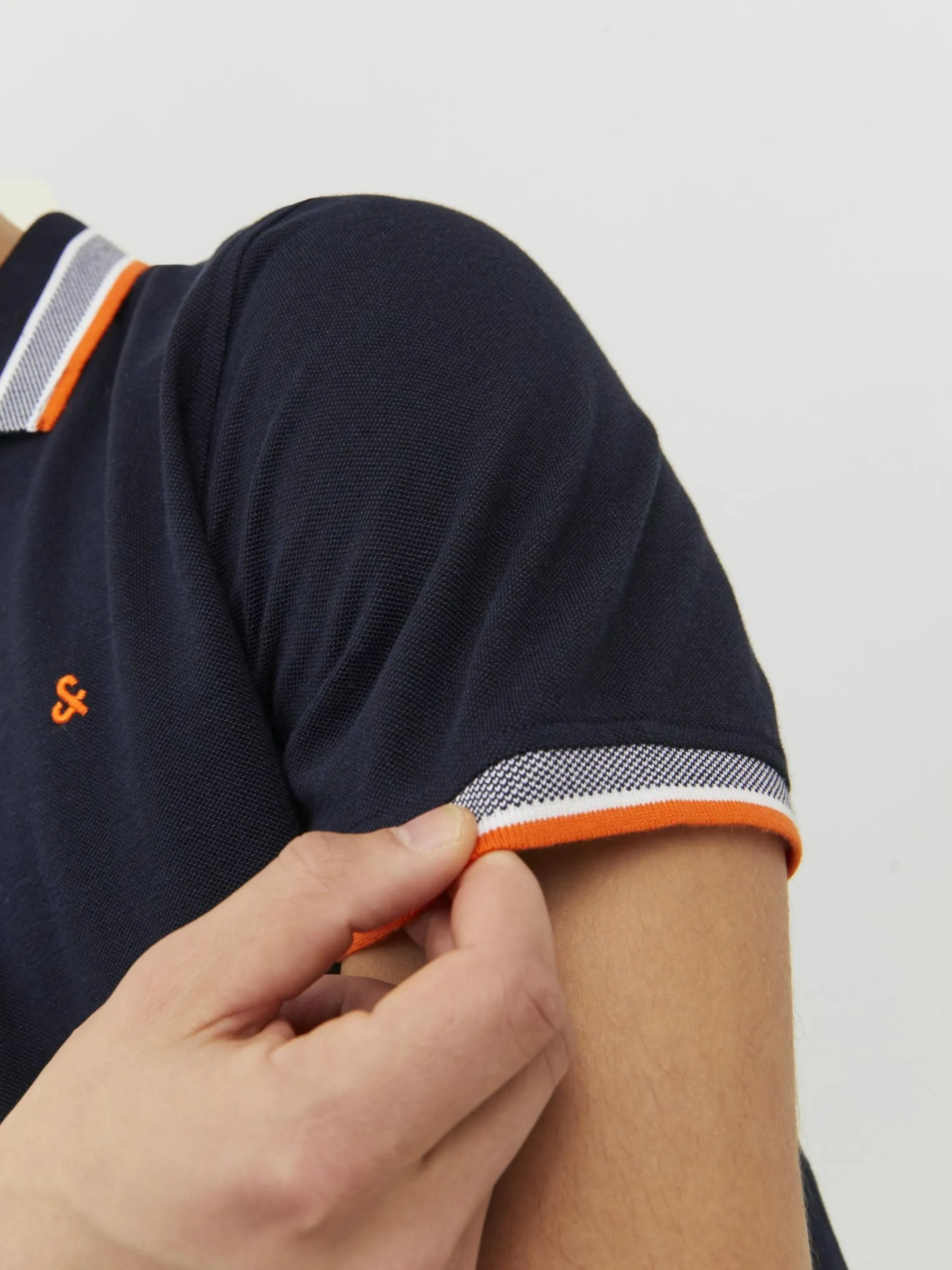 Jack & Jones Jjepaulos Polo SS Noos Maglietta, Nero - Grigio - Arancione, S Uomo - immagine 6