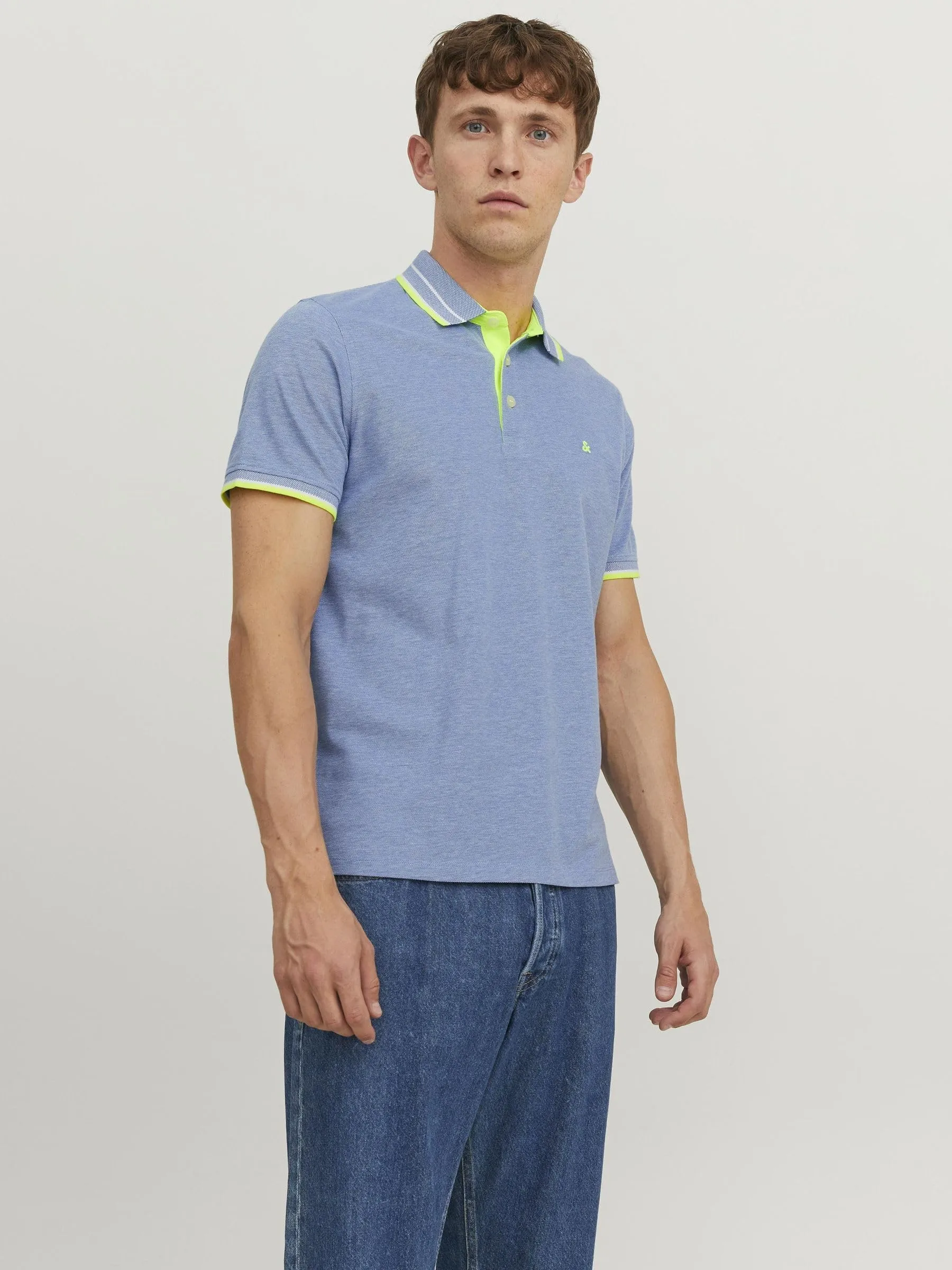 Jack & Jones Jjepaulos Polo SS Noos - Bright Cobalt Detail:neon, XS - immagine 2