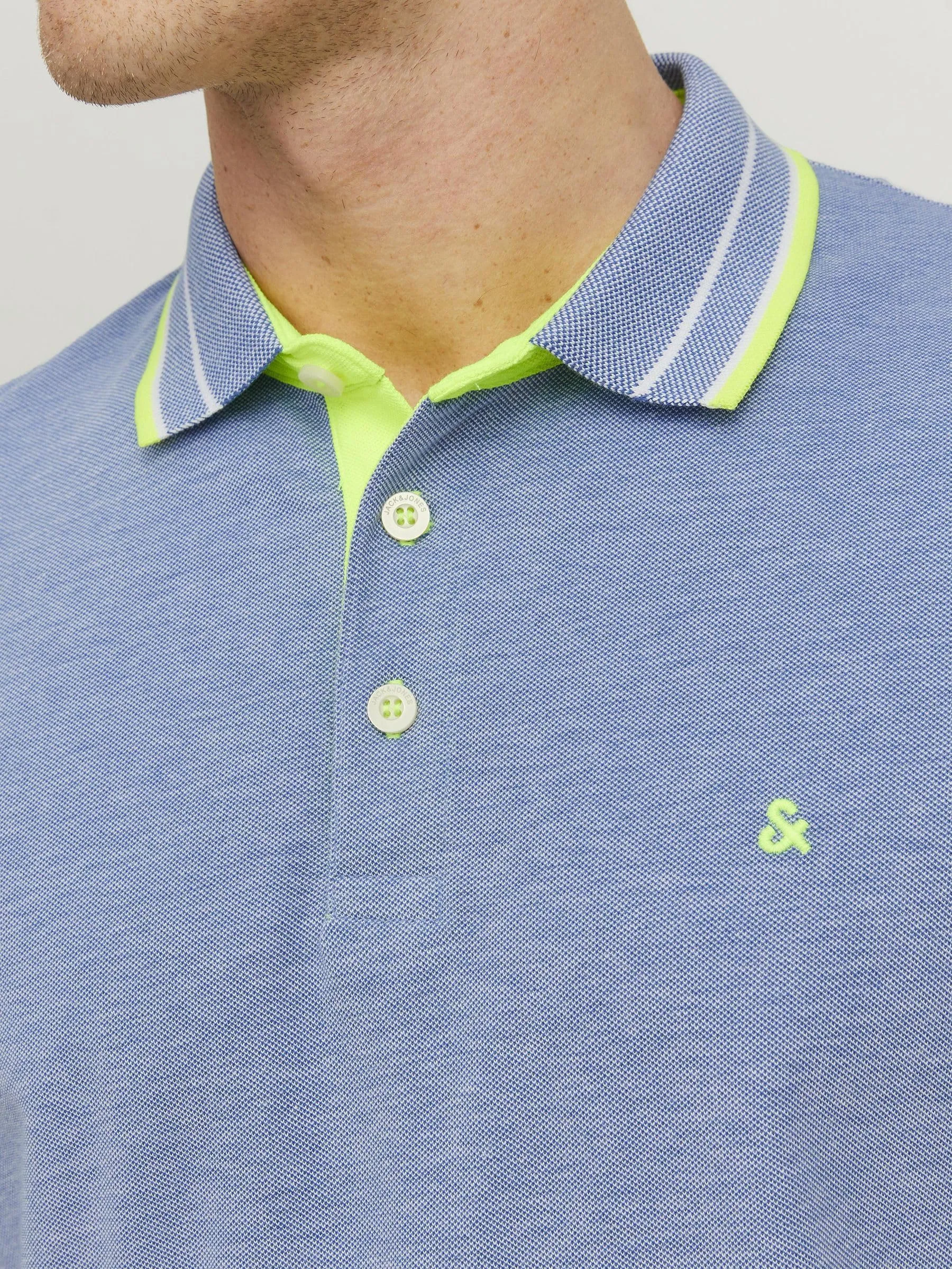 Jack & Jones Jjepaulos Polo SS Noos - Bright Cobalt Detail:neon, XS - immagine 5