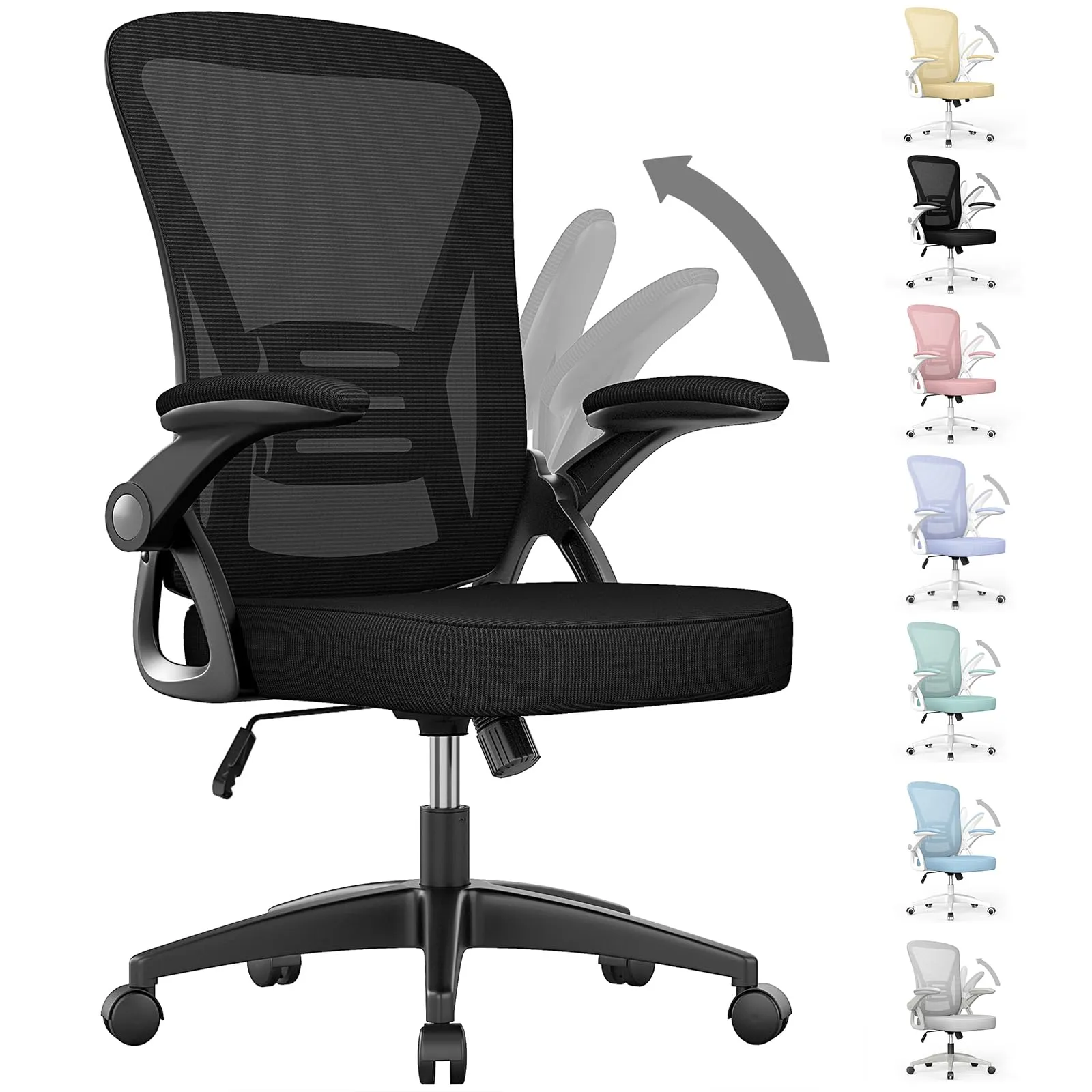 Rattantree Sedia da Ufficio Ergonomica con Supporto Lombare e Braccioli Regolabili, Nero - immagine 1