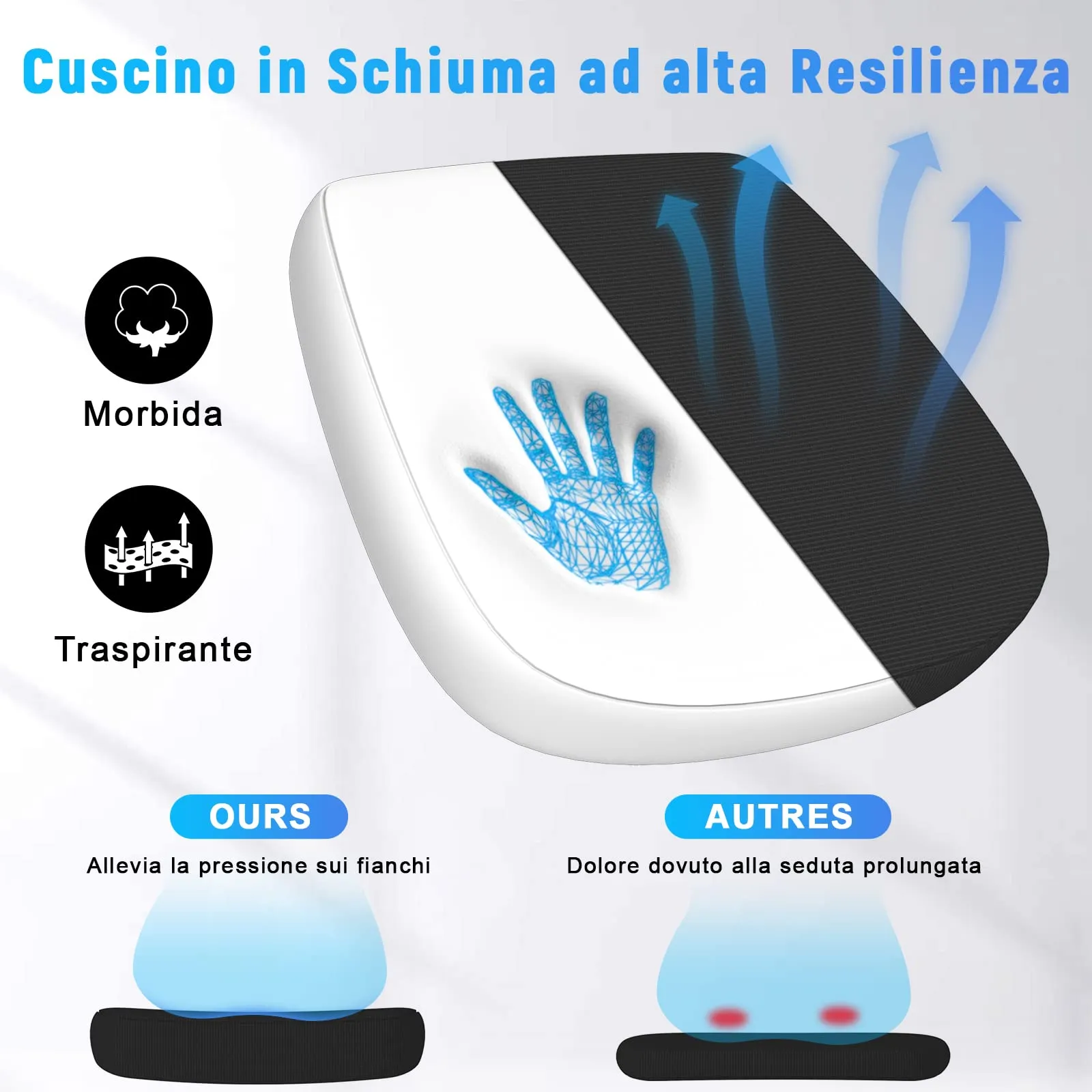 Rattantree Sedia da Ufficio Ergonomica con Supporto Lombare e Braccioli Regolabili, Nero - immagine 7