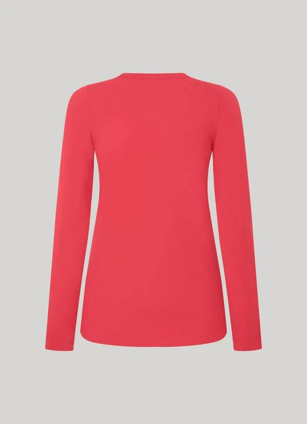 Pepe Jeans New Virginia Long Sleeve T-shirt for Women, Crispy Red, L - immagine 6