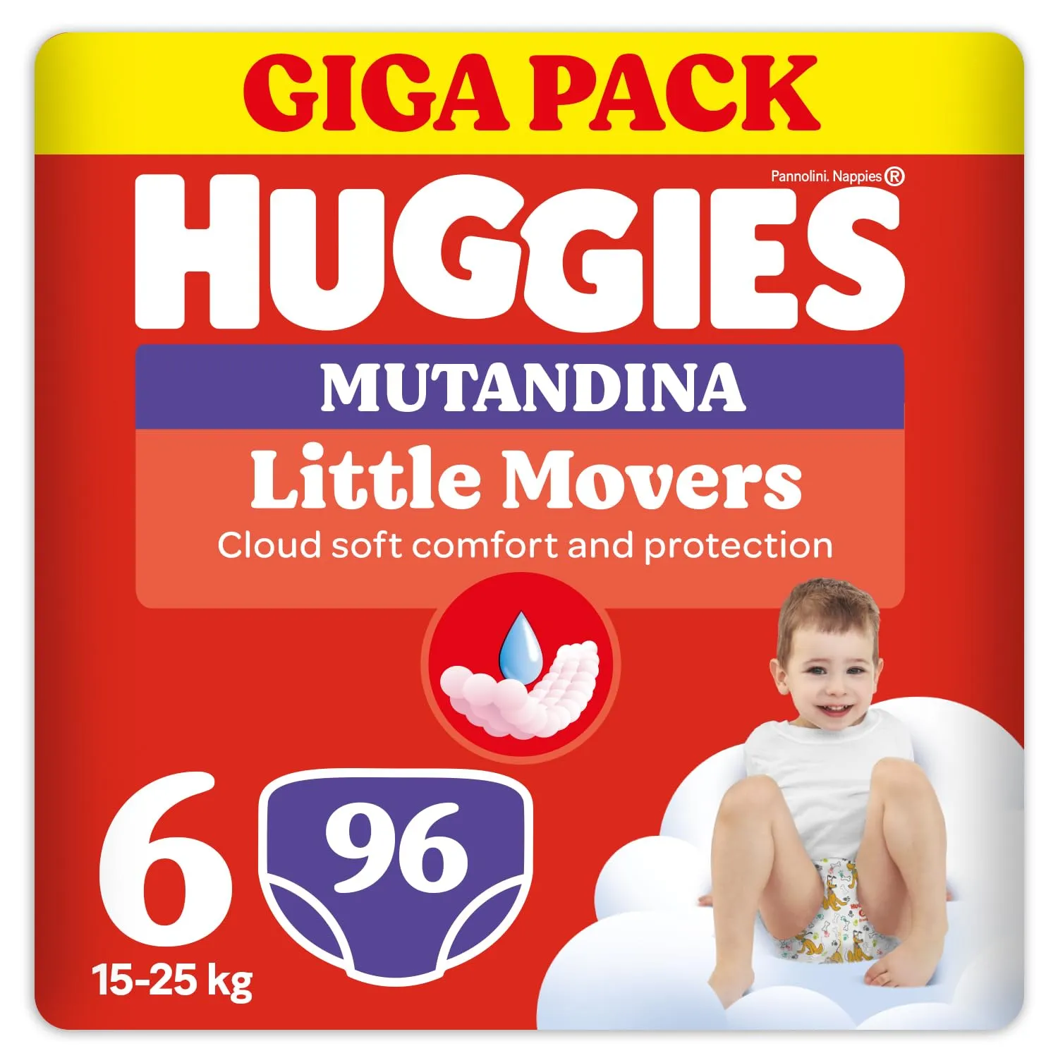 Huggies Little Movers Pannolini Taglia 6 (15-25 kg), 96 pz - immagine 1