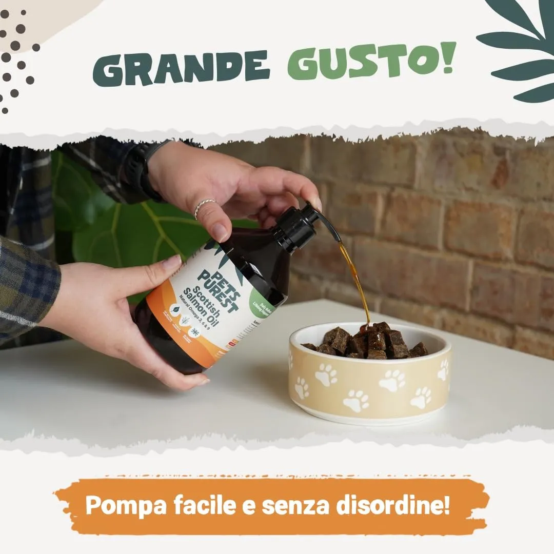 Pets Purest Olio di Salmone Scozzese per Cani e Gatti, Integratore Omega 3 6 9, 500ml - immagine 3