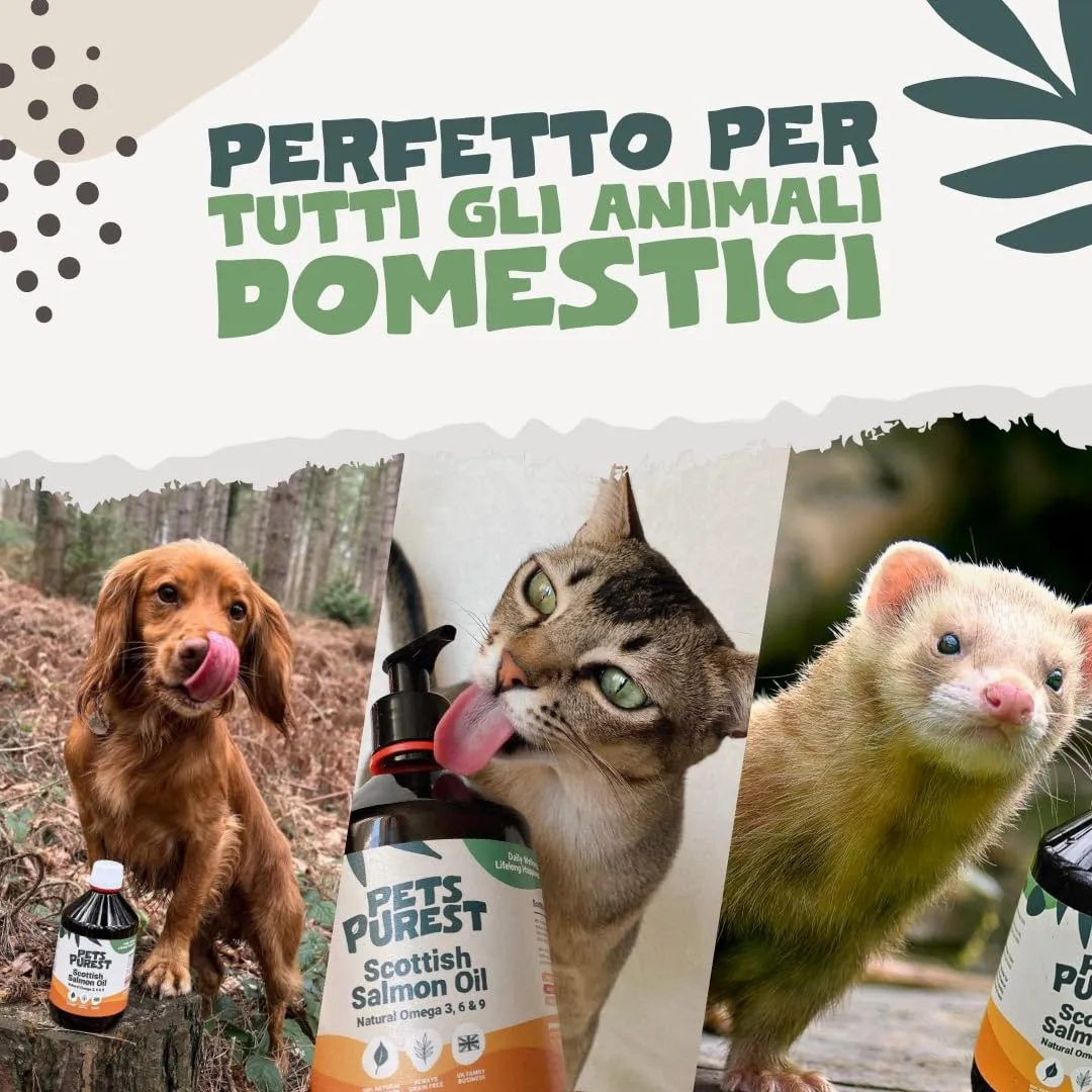 Pets Purest Olio di Salmone Scozzese per Cani e Gatti, Integratore Omega 3 6 9, 500ml - immagine 6