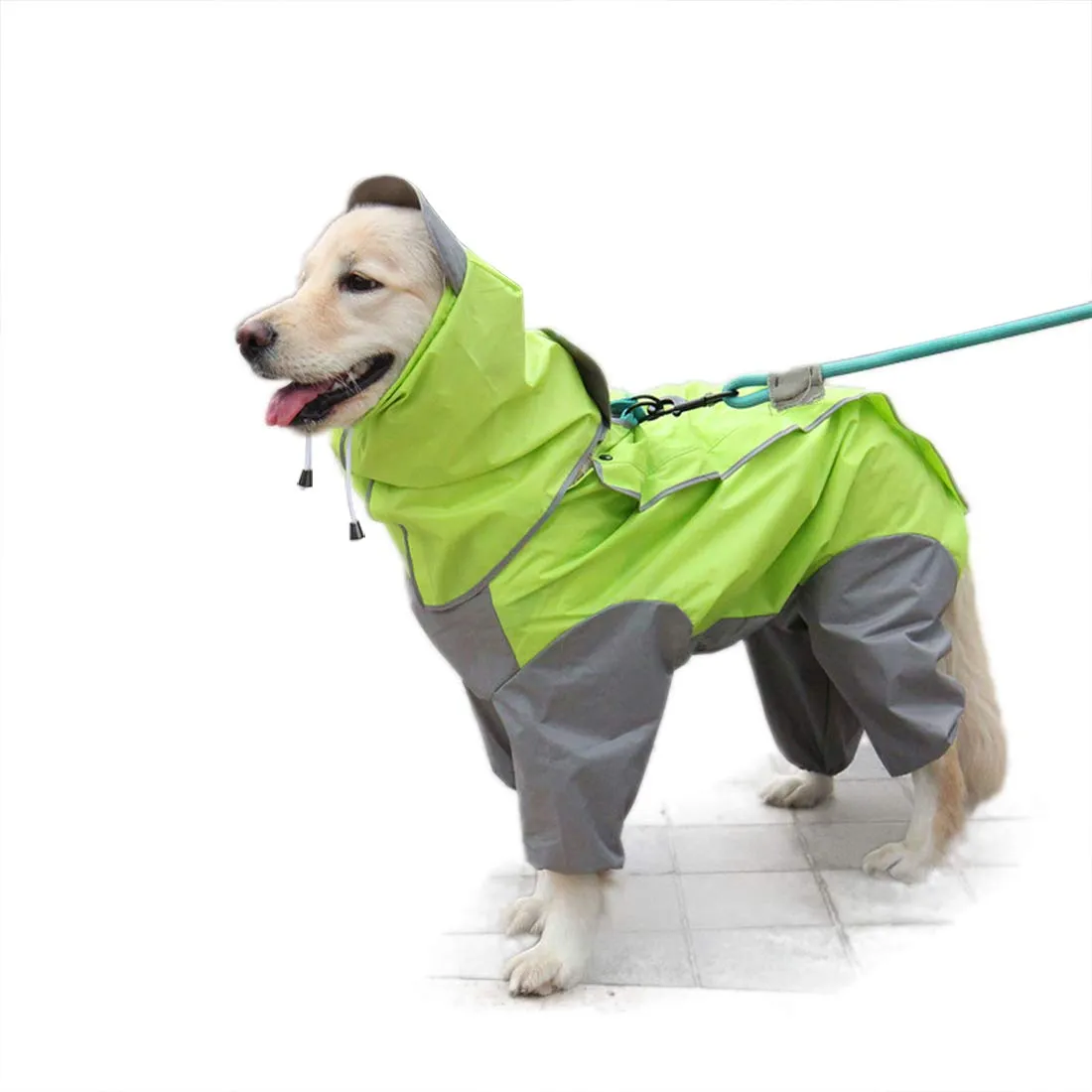 Feiling Impermeabile per Cani Cappotto Antipioggia Patchwork a 4 Gambe con Cappuccio Rimovibile, Verde, Taglia 30# - immagine 1