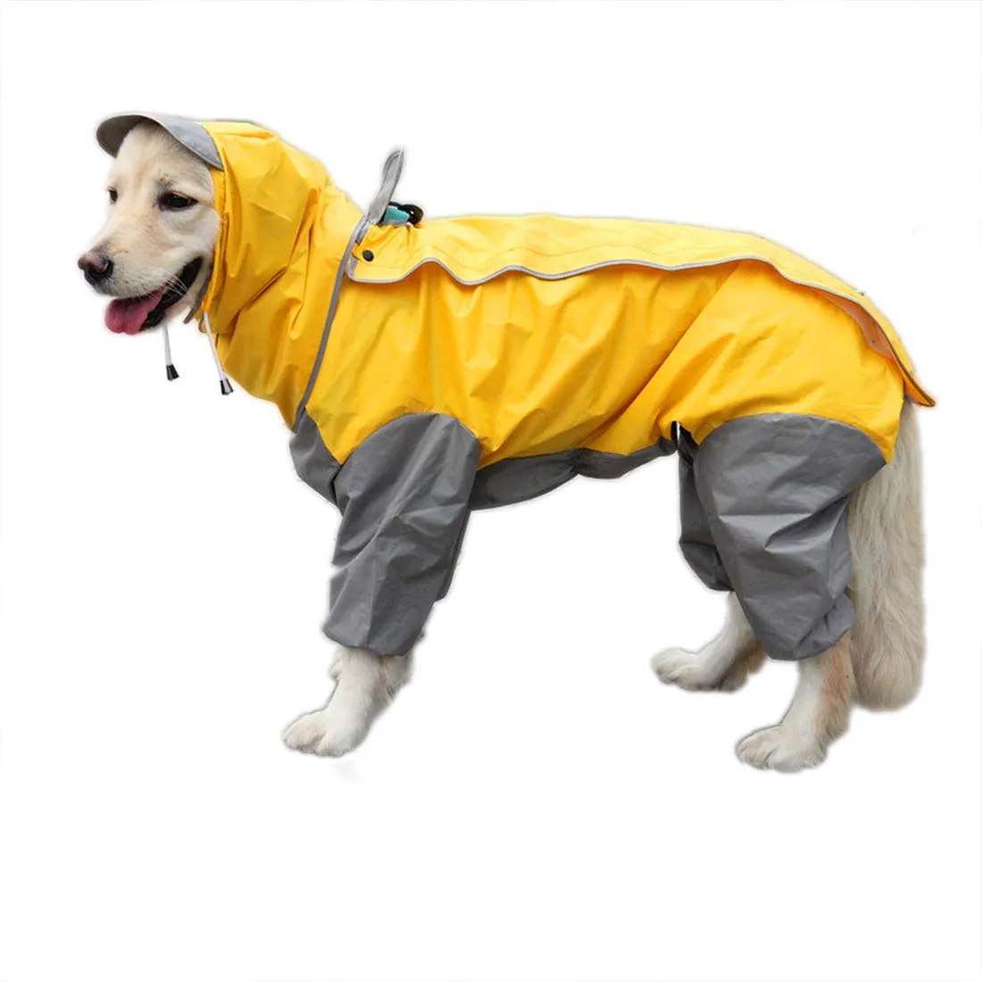 feiling Impermeabile per Cani Patchwork a 4 Gambe con Cappuccio Rimovibile, Giallo, 28# - immagine 1