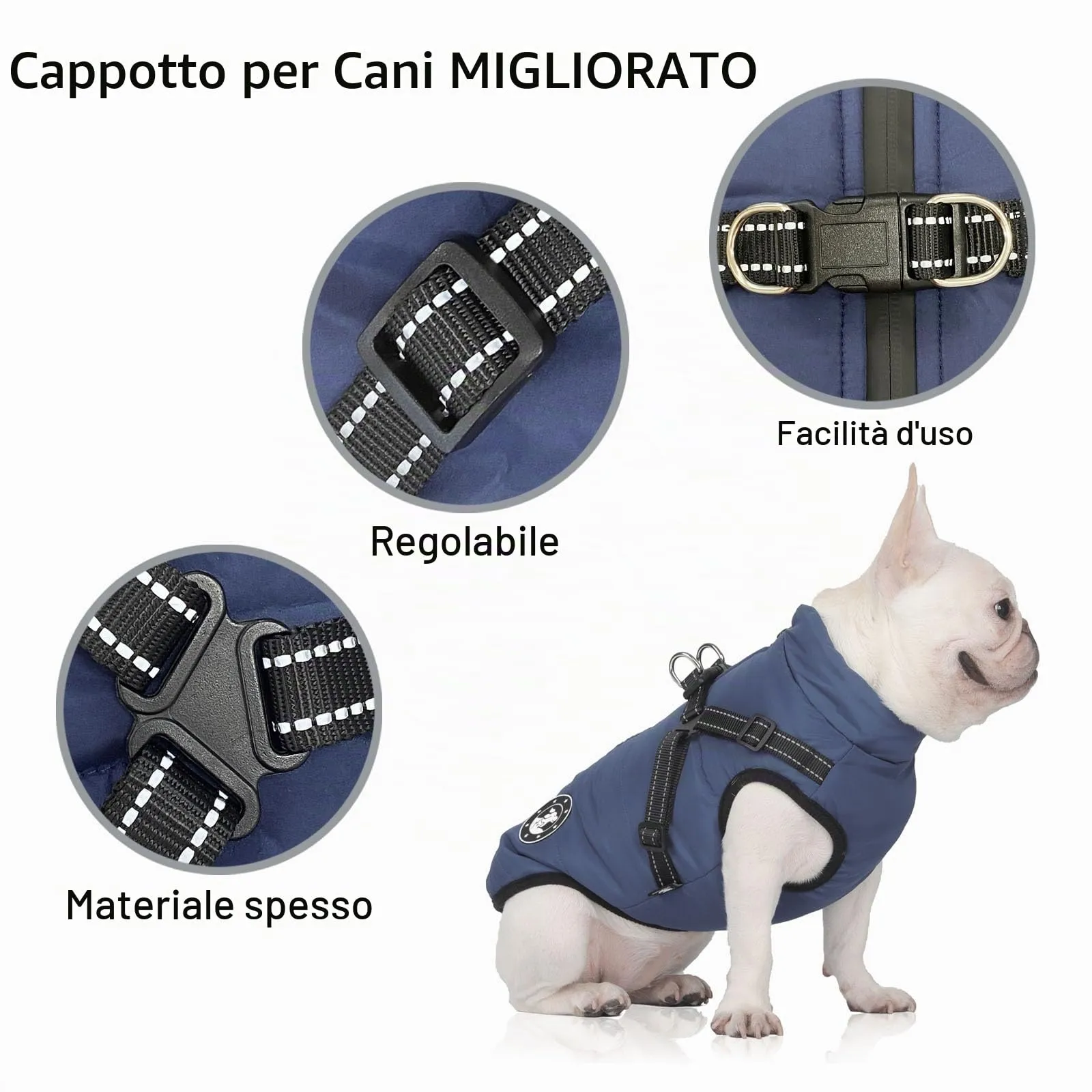 LUOWAN Cappottino impermeabile per cani di piccola taglia, a righe, blu, taglia 10 - immagine 5