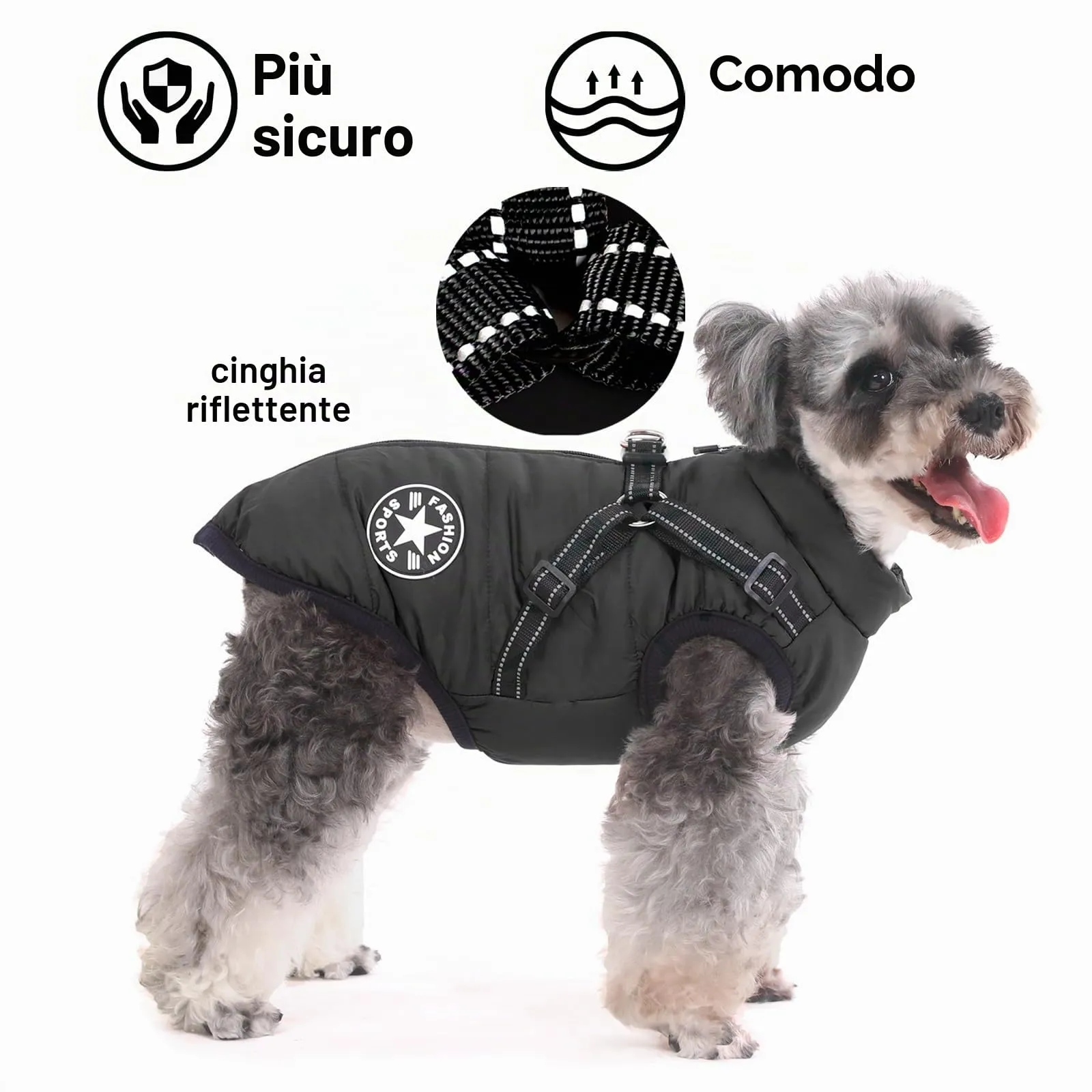Aywoja Cappotto Cane Invernale Impermeabile con Pettorina e Strisce Riflettenti - immagine 4