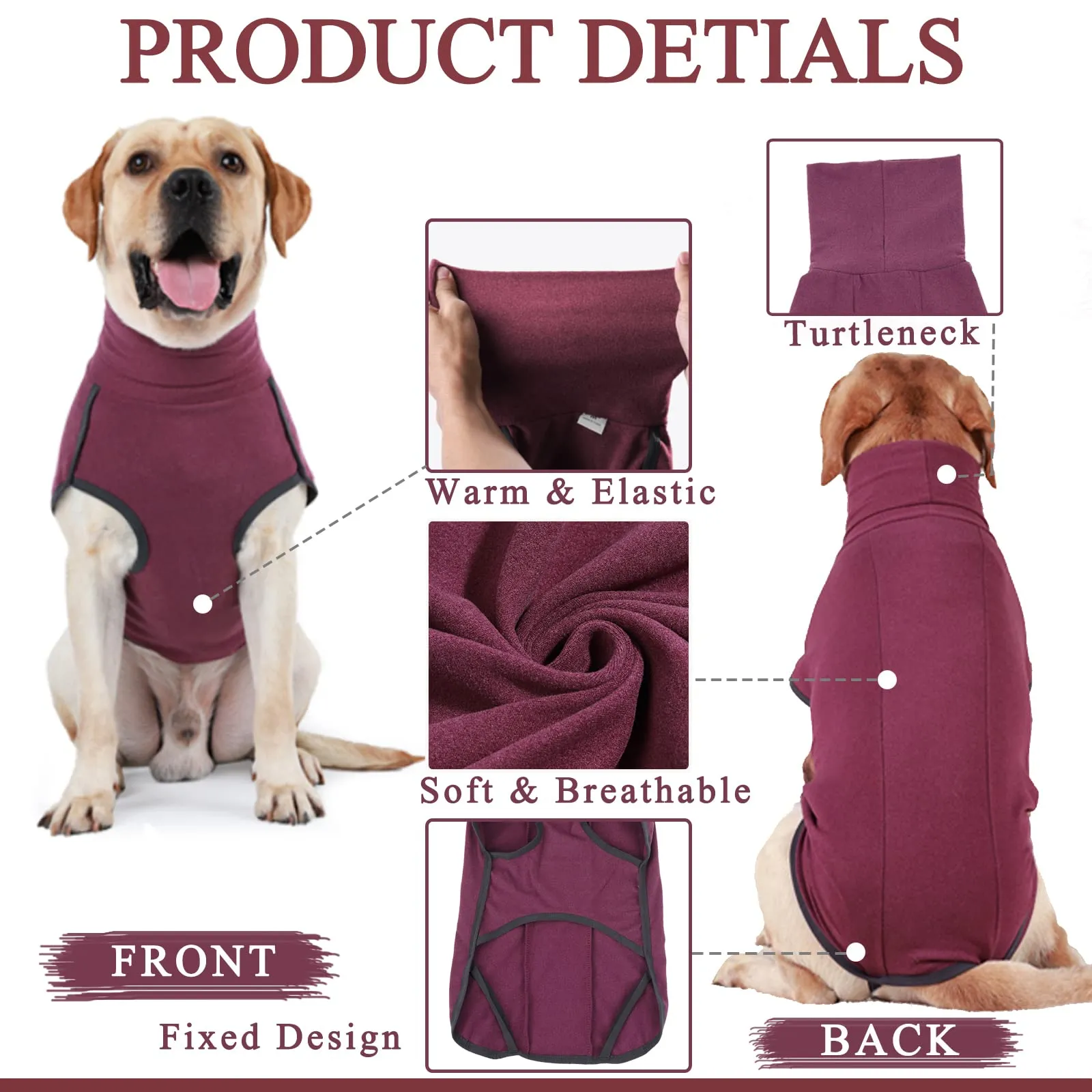 Hjyokuso Cappotto in Pile per Cane, Rosso Scuro, XL - immagine 2