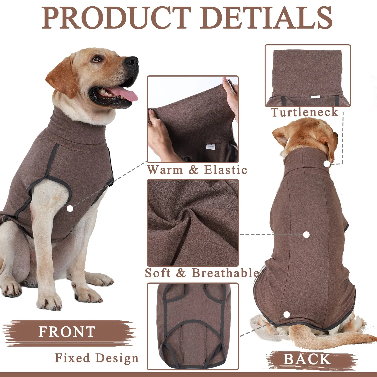 Hjyokuso Cappotto in Pile per Cani - Marrone L - immagine 2